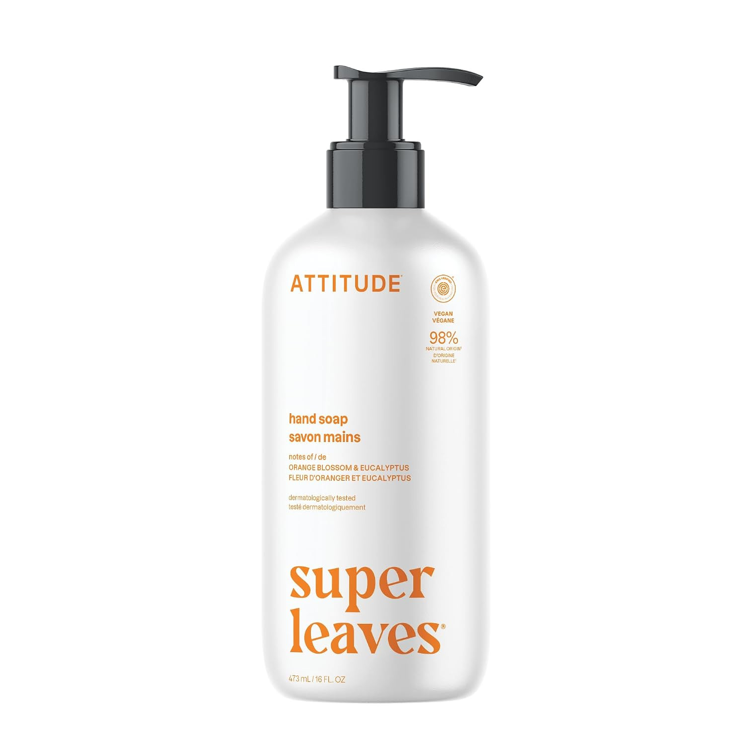 ATTITUDE Liquid Hand Soap, EWG Verified, Plant and Mineral-Based, Vegan Personal
