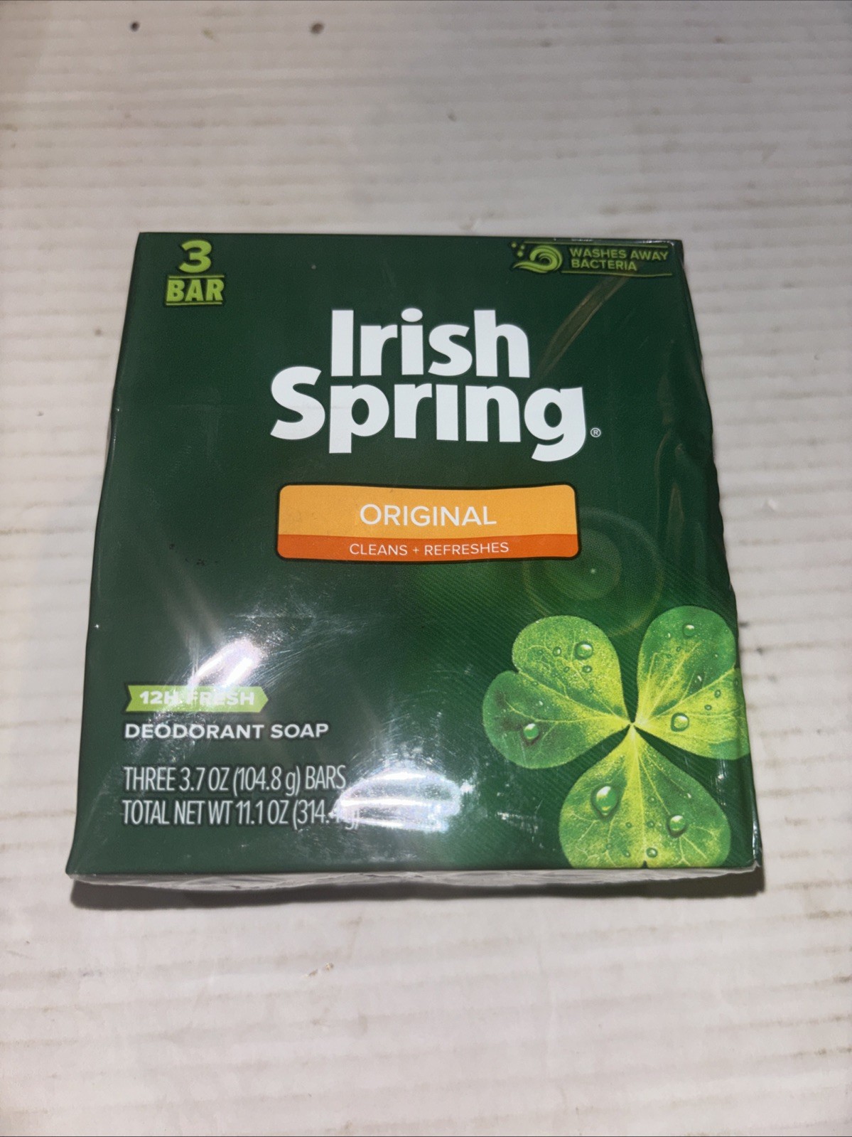 3 Irish Spring Original Clean Bar Soap 3.7 oz Each – No Flaxseed or Linseed Oil