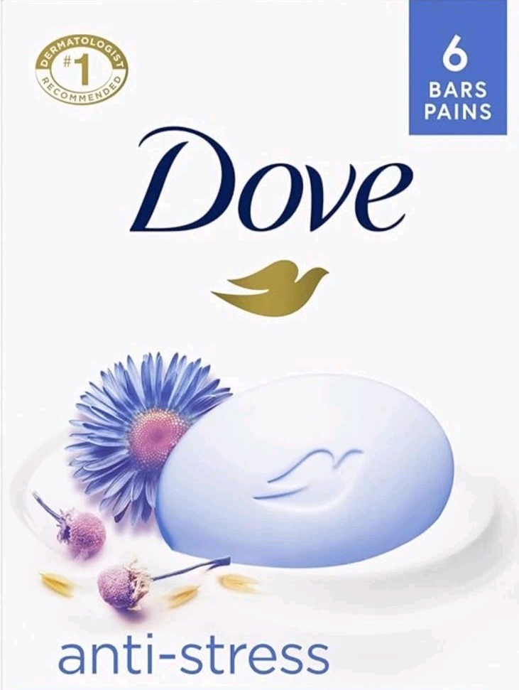 💜 DOVE (6-BARS) 3.17 Oz. 💜🫧 ●BLUE CHAMOMILE & OAT MILK● ≈ANTI-STRESS≈ Bar 🫧.
