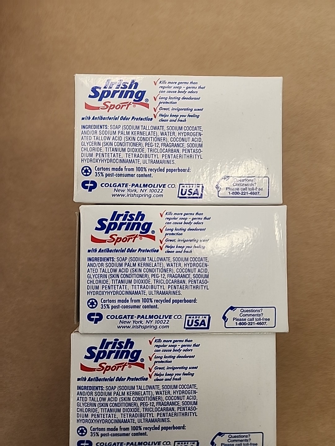 Irish Spring Sport Deodorant Bar Soap 4.5oz each bar 3 Single Bars VTG NEW