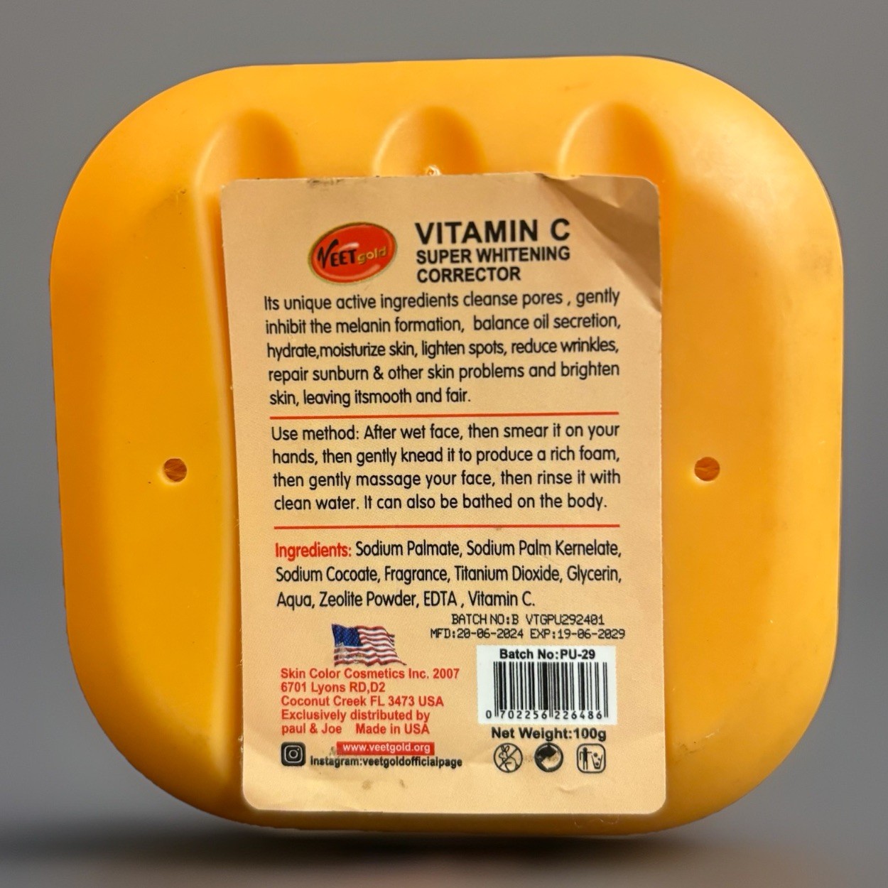 Vitamin C Super Whitening Corrector Face Soap Anti Acne & Black Spots.