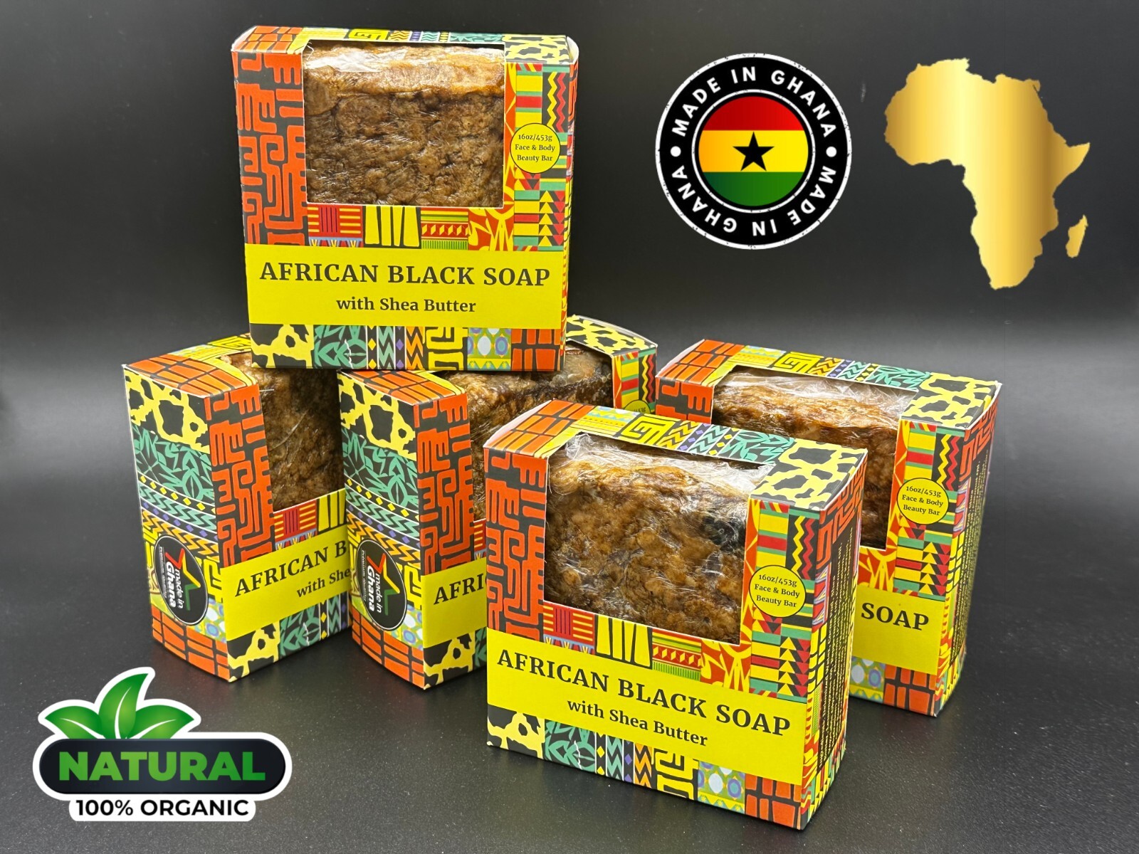 3 x 1 lb Raw African Black Soap Bar 100% Pure Natural Organic Ghana Bulk BEST!