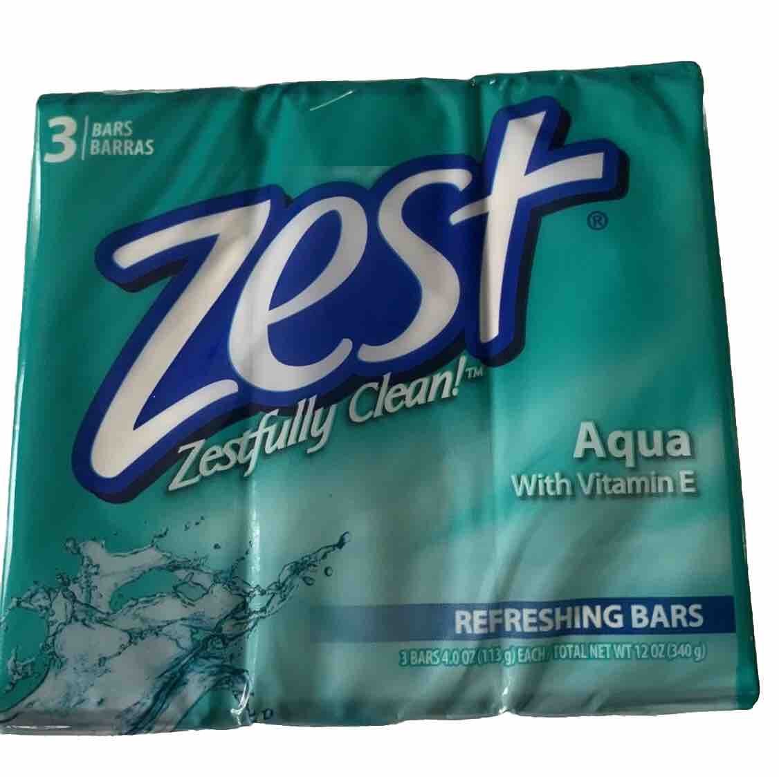 Zest Aqua Refreshing Bars with Vitamin E Bars 12 Oz Pack Of 3 Sealed, New