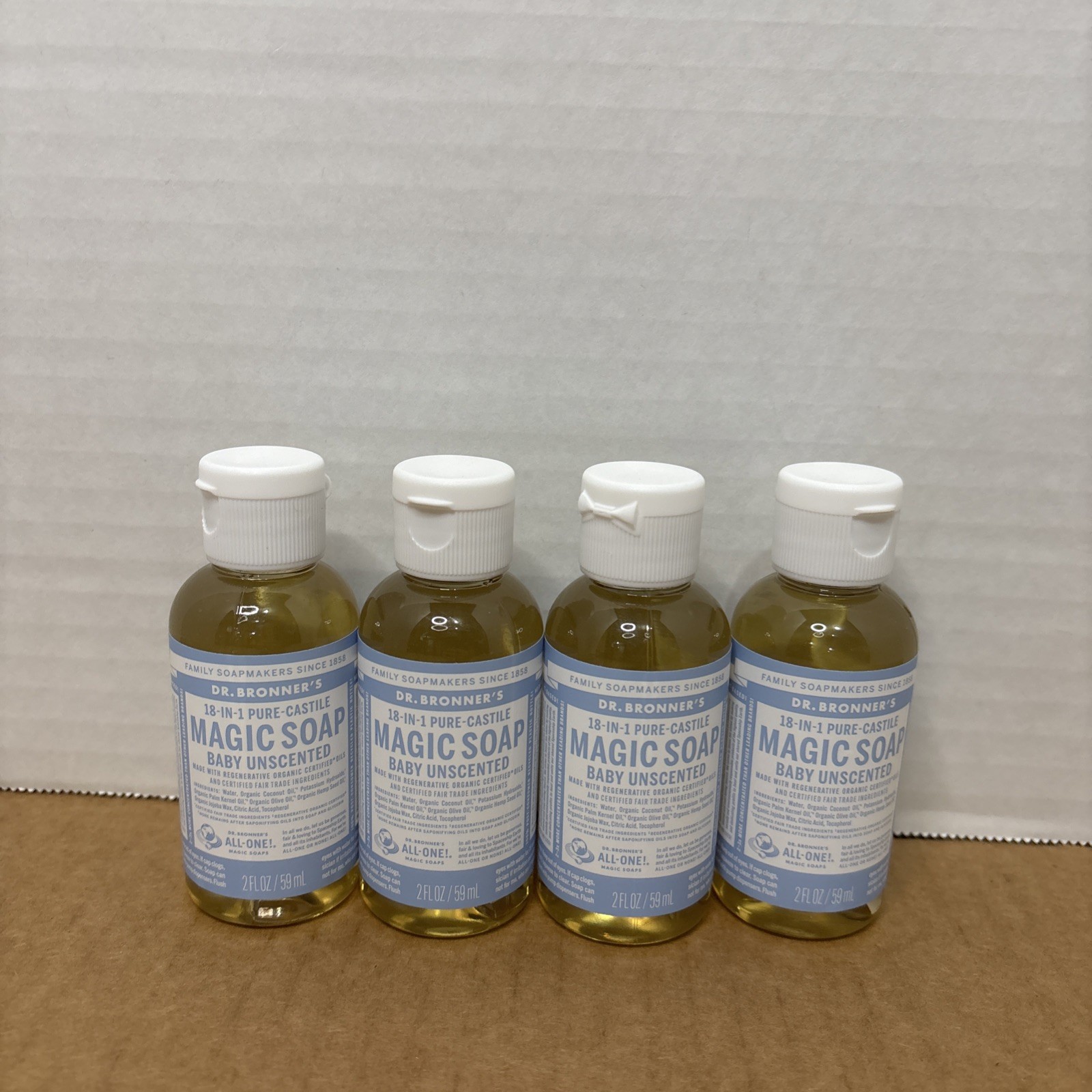 Dr. Bronner’s Magic Soap Baby Unscented 2oz Pure Castile Lot Of 4 Travel Size
