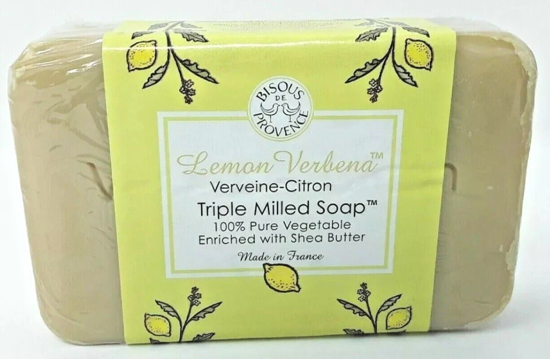 4 x Trader Joe’s Bisous de Provence Lemon Verbena Triple Milled Soap Shea Butter