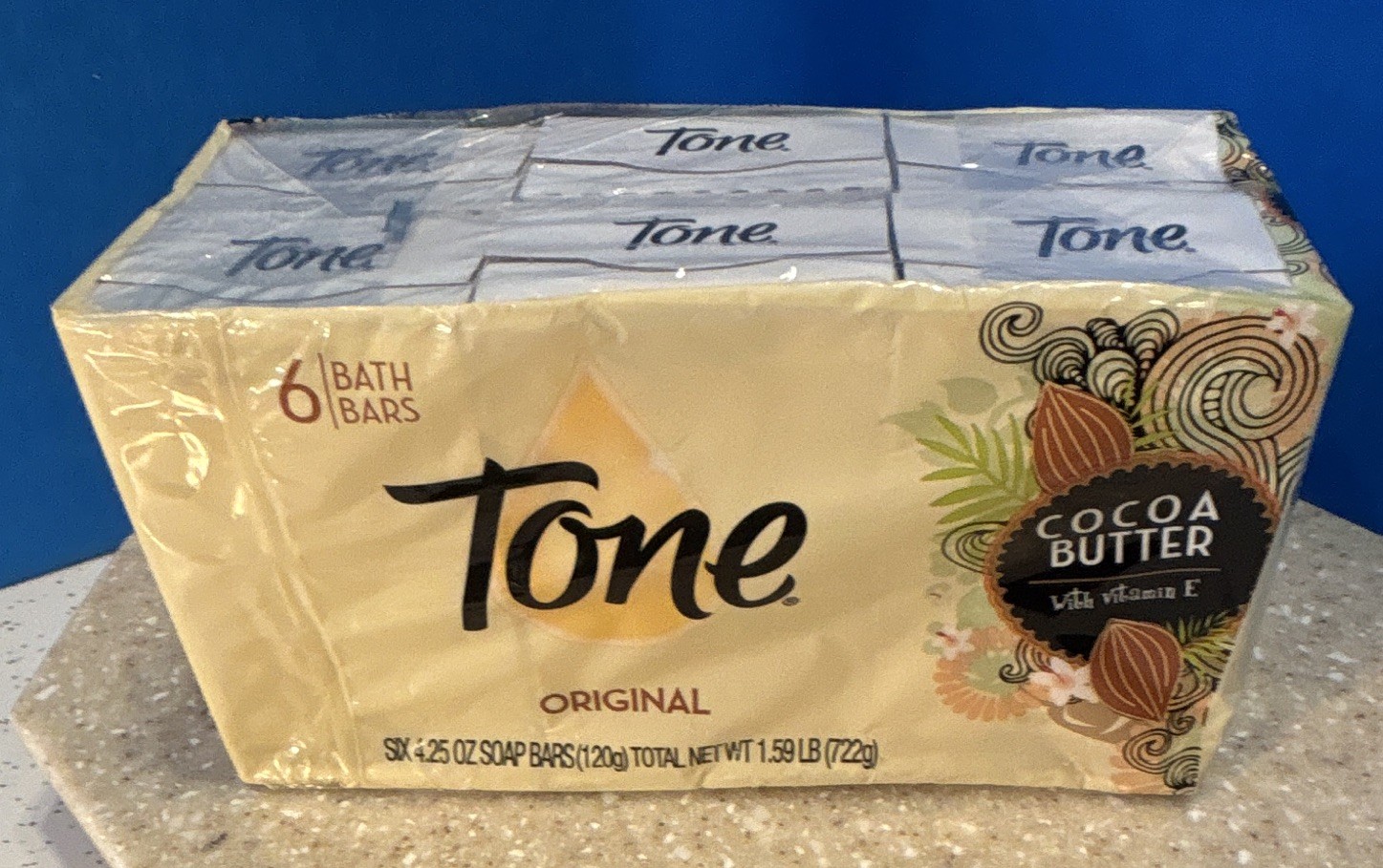 Tone Original Cocoa Butter Bath Bar Soap w/ Vitamin E, Moisturizing 6 Pack
