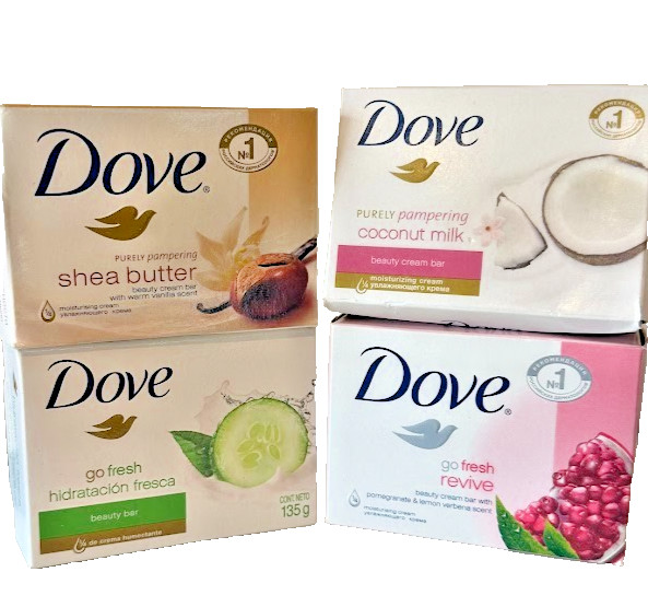 Dove Go Fresh Revive Fresca Coconut Milk Shea Butter 4 pcs Soap Bar 135g Each.