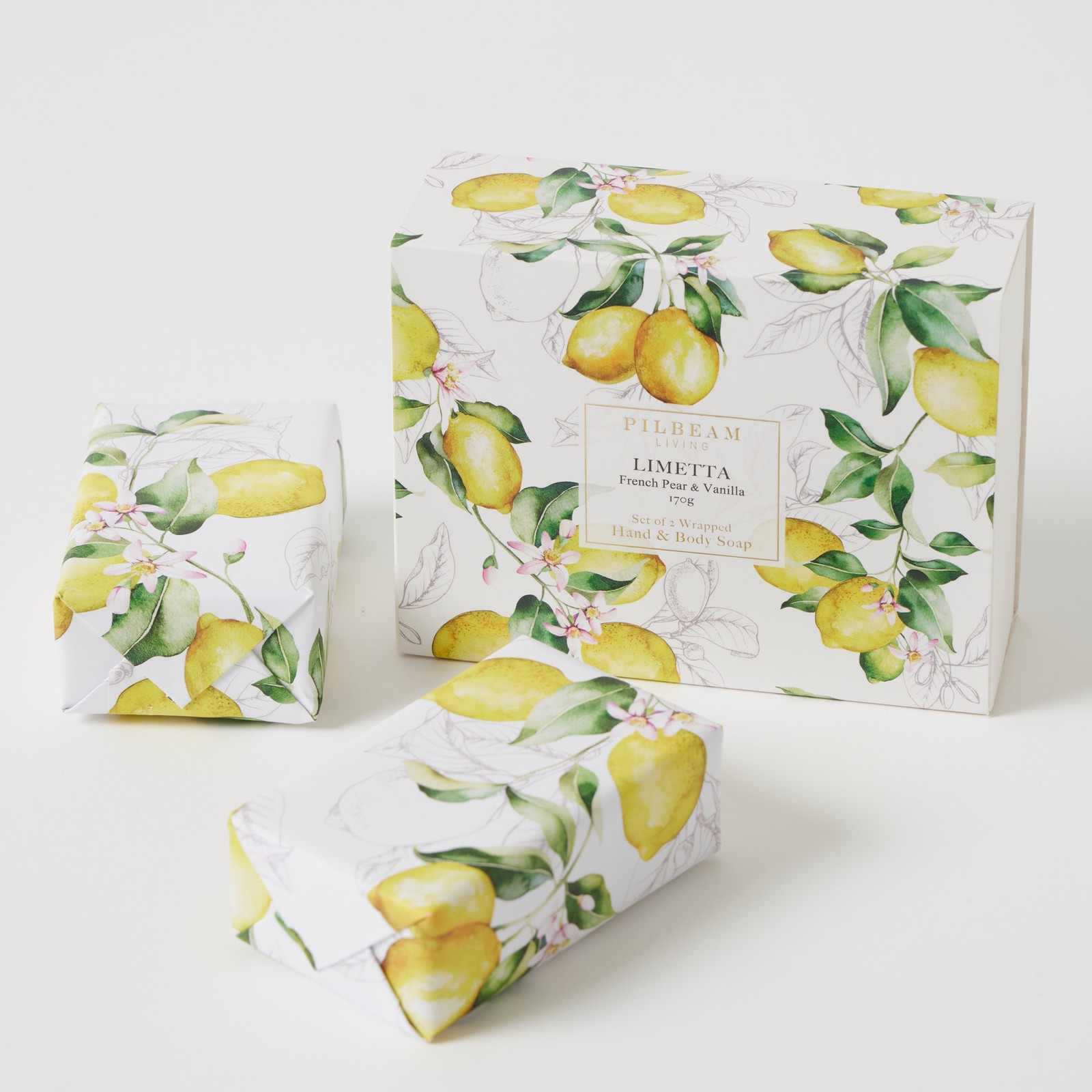 Pilbeam Living Limetta Scented Soap Gift Set of 2 – French Pear & Vanilla Scent