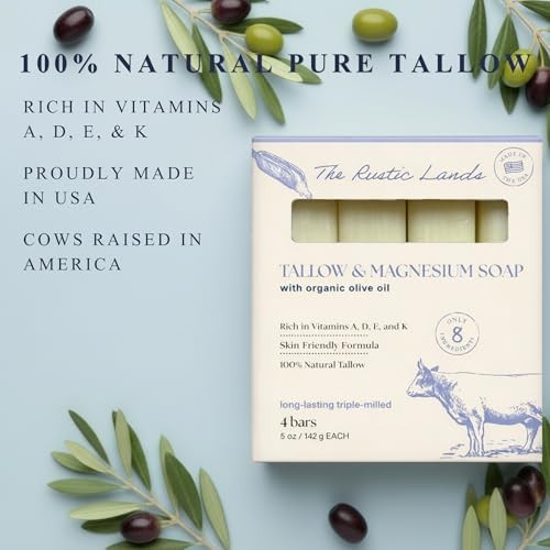 The Rustic Lands Beef Tallow Soap Bars – 4 Pack