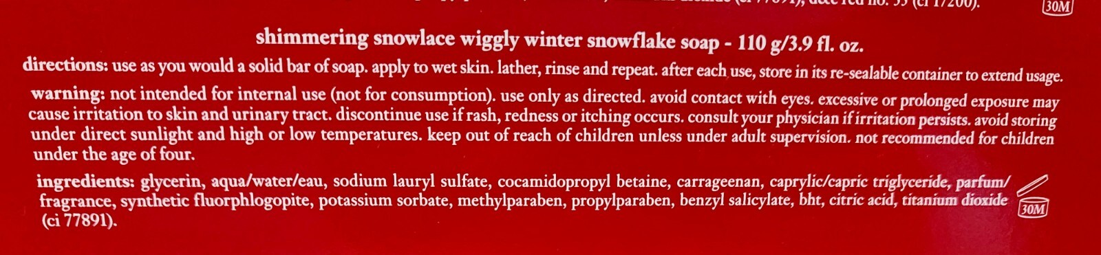 Philosophy SHIMMERING SNOWLACE Wiggly Snowflake Soap Wiggle Winter 3.9 oz/110g