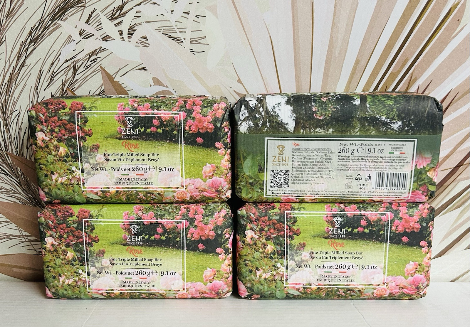 4-Pack Zeni ~ Rose Triple Milled Bar Soap 9.1 oz Each