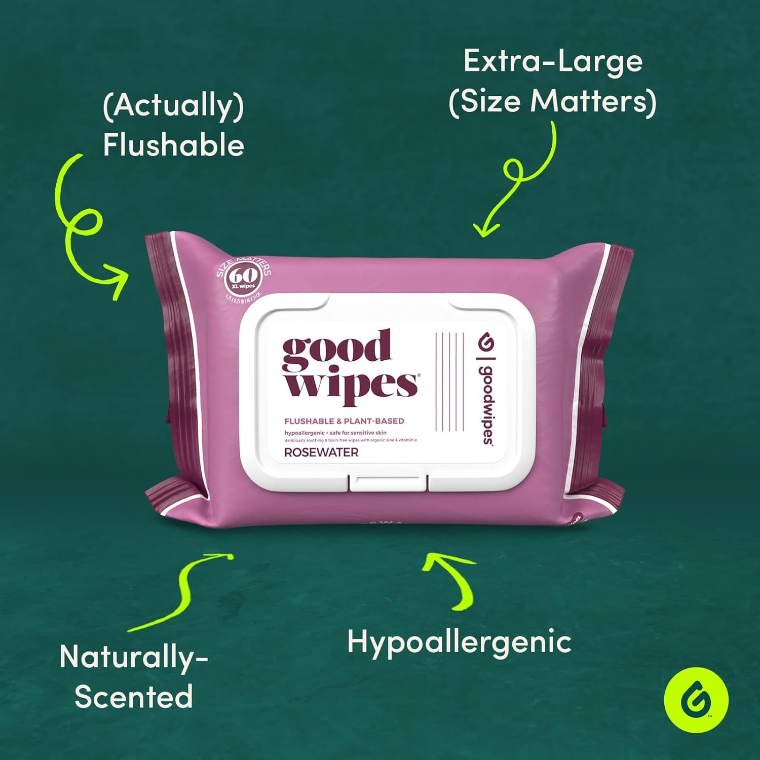 Goodwipes Flushable Wipes – Made with Vitamin E & Aloe – 32 Count (Pack of 1)