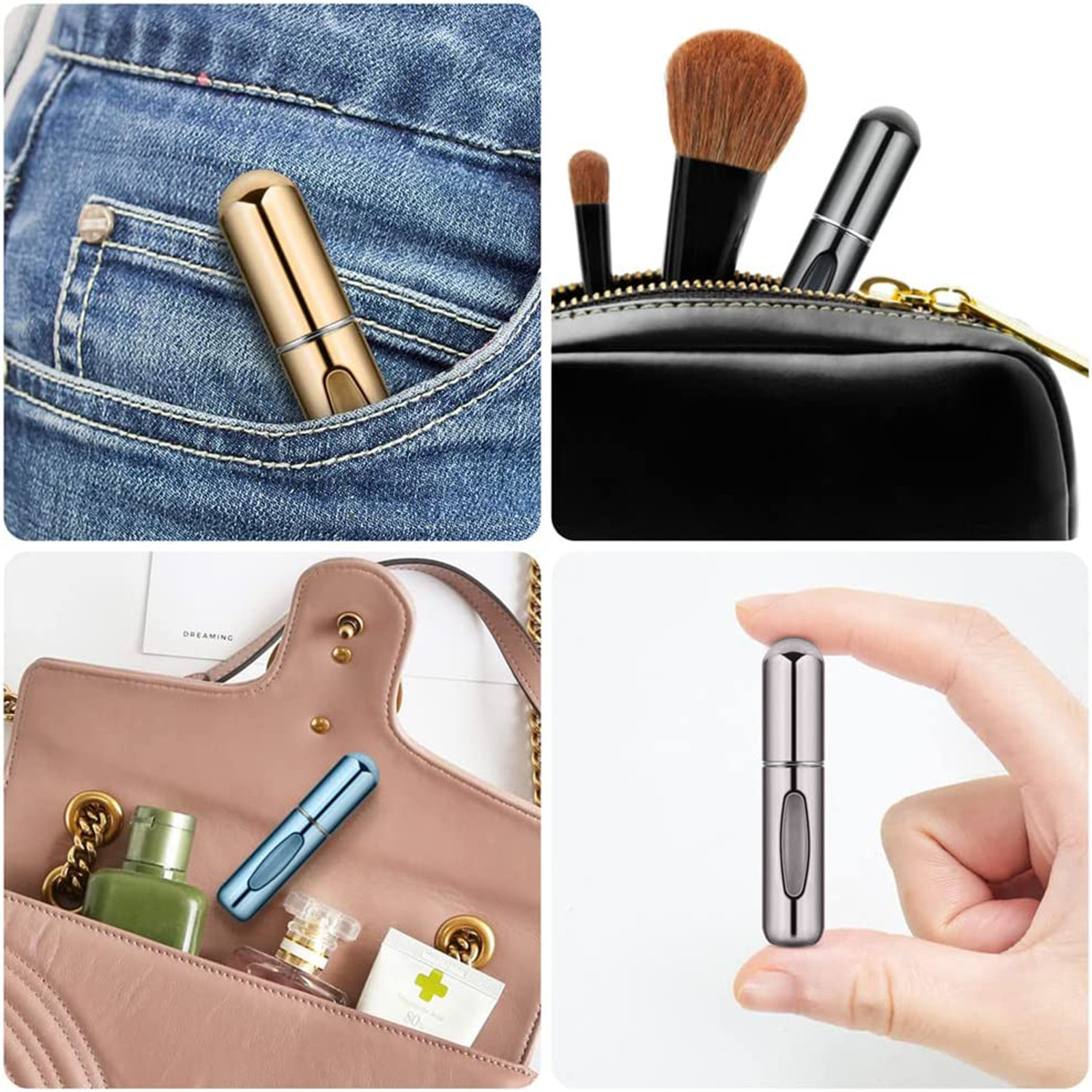 5PCS 5ml 8ml Perfume Bottle Portable Refillable Atomizer Pump Spray Empty Glass