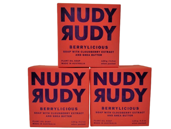 NudyRudy Berrylicious Soap, 4.2oz, Plant Oil Soap, Lot of 5