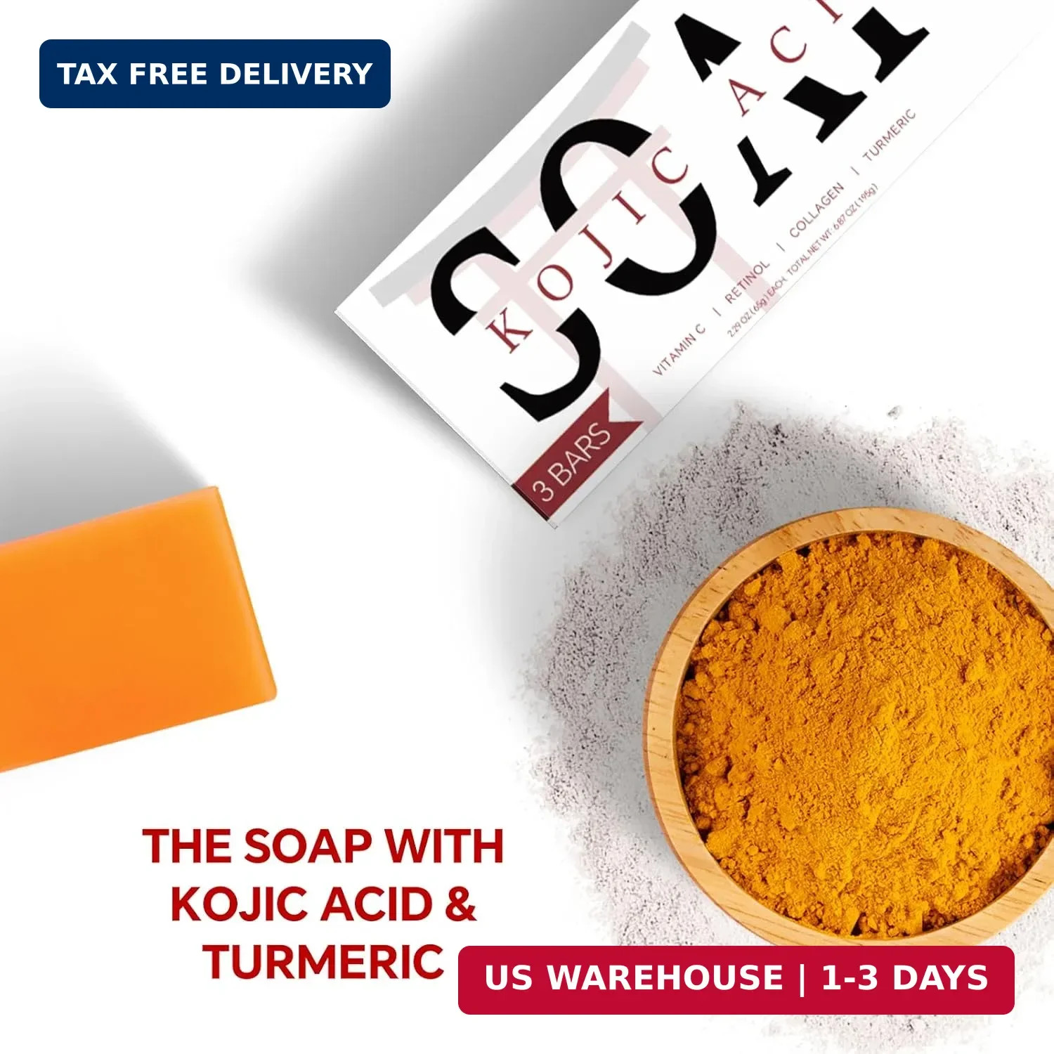 ORIENTLEAF Kojic Acid Soap, Turmeric Soap Bar for Dark Spots, Fresh Citrus Scent