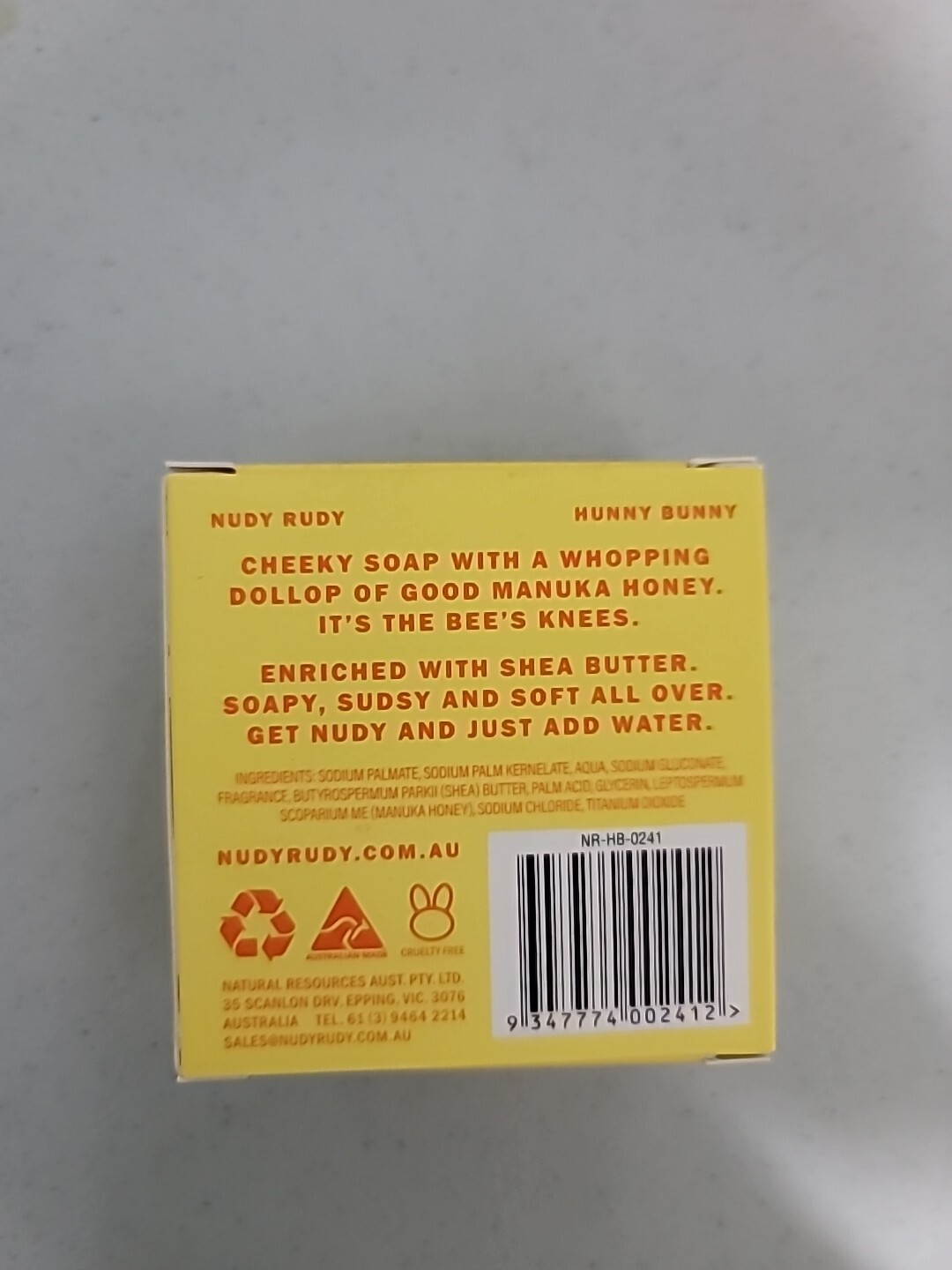 NEW! Nudy Rudy (4.2 Oz) BAR ●HUNNY BUNNY● Soap🫧 W/Manuka Honey & Shea Butter.