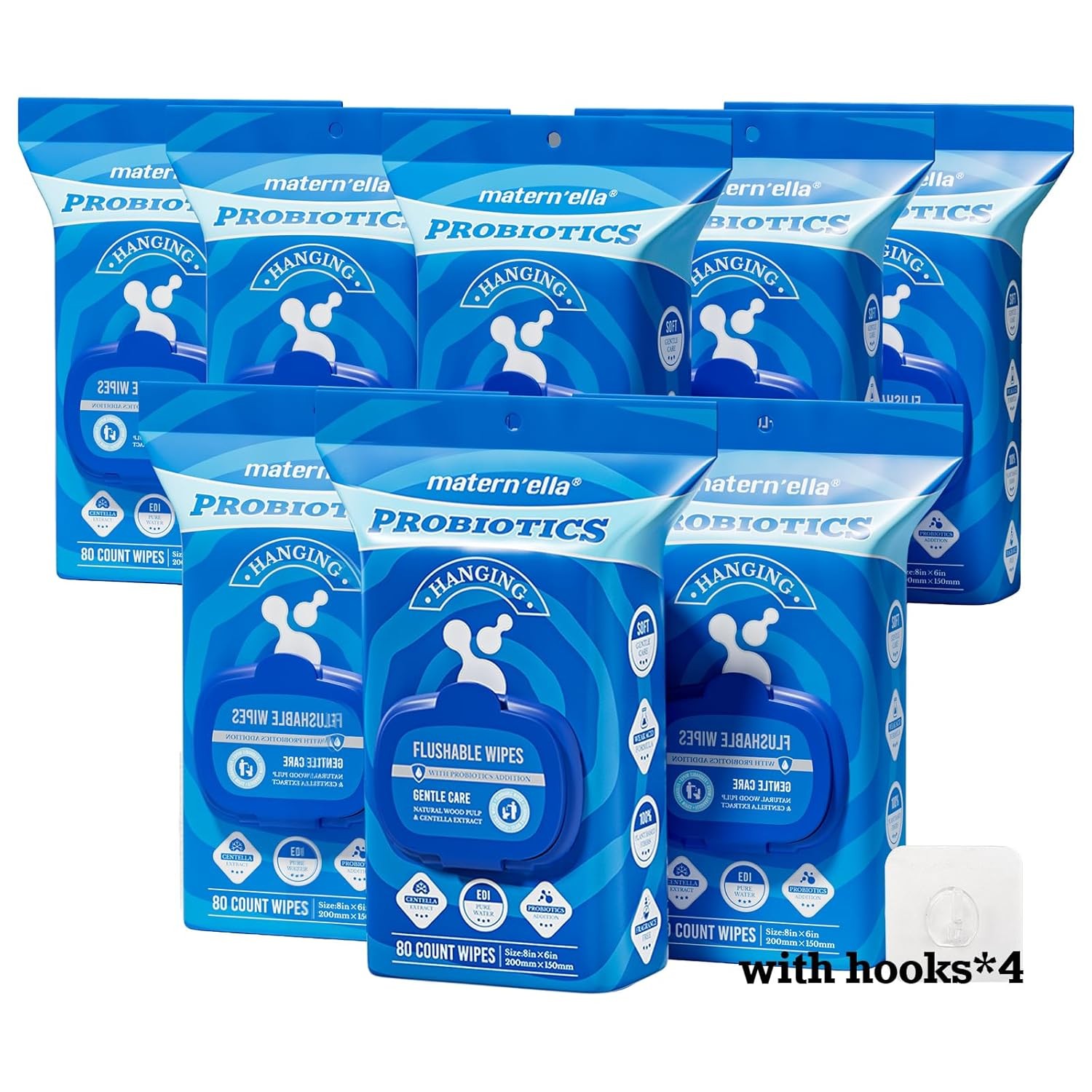 matern’ella Hanging Flushable Wipes Unscented Extra 8Packs 640Counts