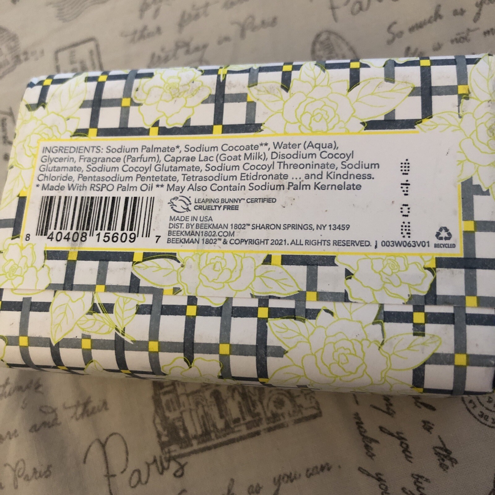 BEEKMAN 1802 Garden Of Gardenia Goat Milk Bar Soap 255g Jumbo Sealed NIB