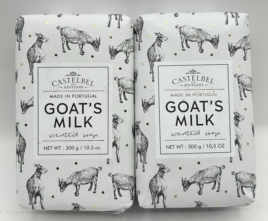 2 Pack Castelbel 10.5oz Bar Soap Goat’s Milk Scented Soap Large Made In Portugal