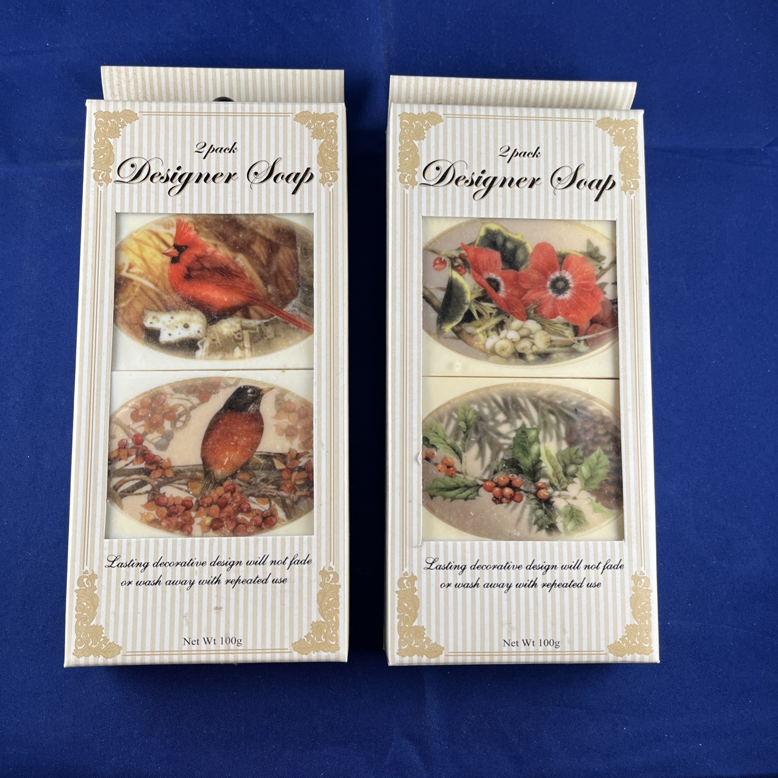 Poppy Berries Designer 2 Soap Bars Greenbrier International Floral Design x2pkg