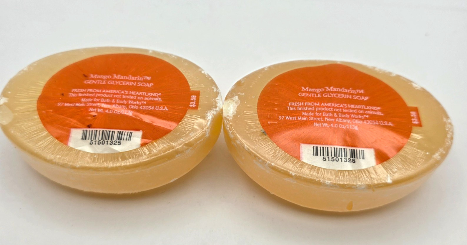 Bath & Body Works Mango Mandarin Gentle Glycerin Soap Bar Discontinued Lot of 2