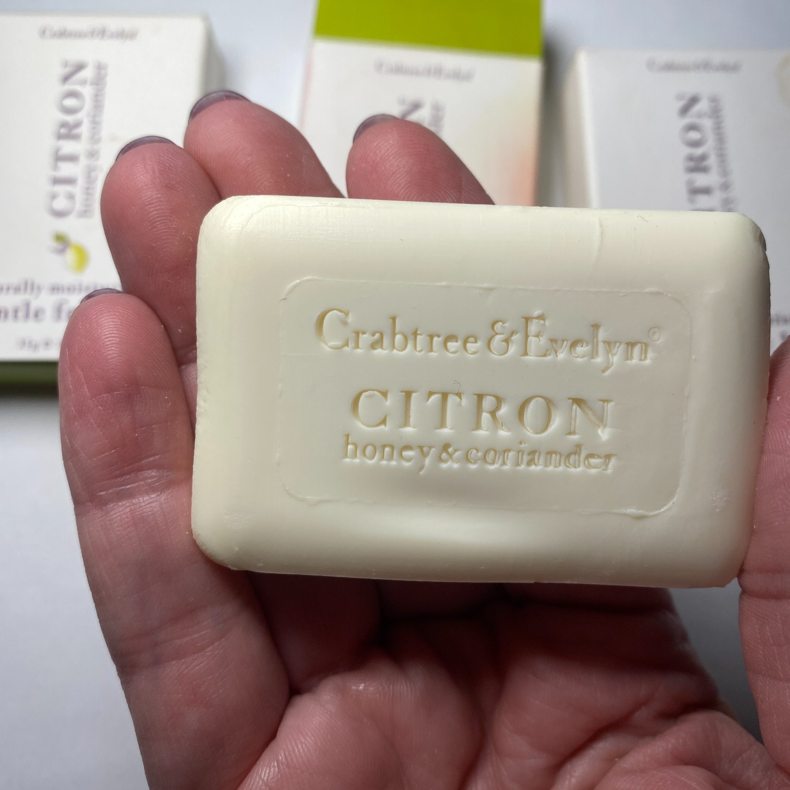 Lot of 3 Crabtree & Evelyn Citron Honey & Coriander Face Bar Soap Travel 1.25oz