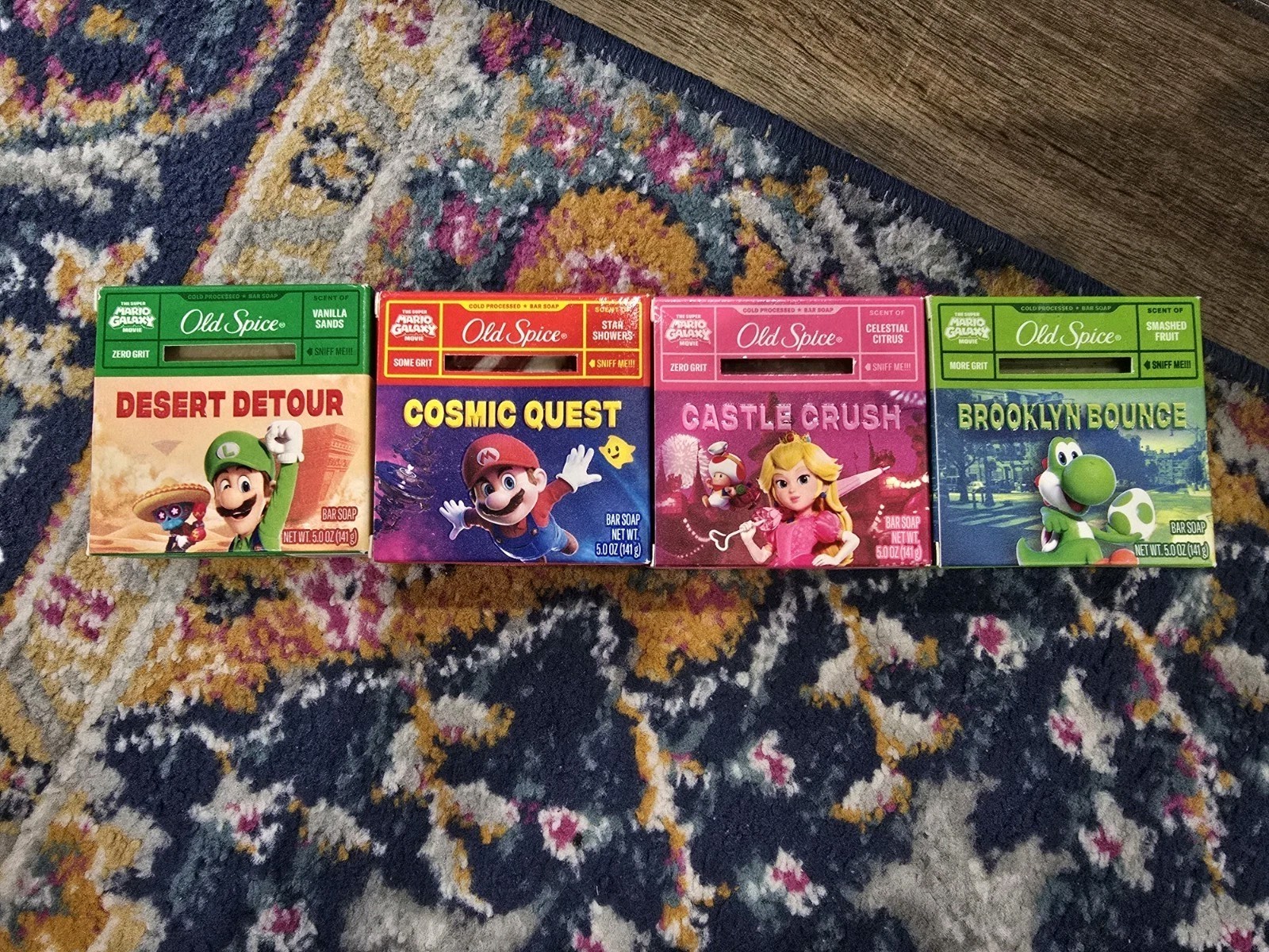 All 4 Old Spice Super Mario Galaxy 5oz Soap Bars Mario, Luigi, Peach & Yoshi