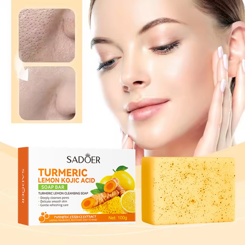 Lemon Turmeric Kojic Acid Soap Bar, Turmeric Face and Body Soap, Deep Clean 100g