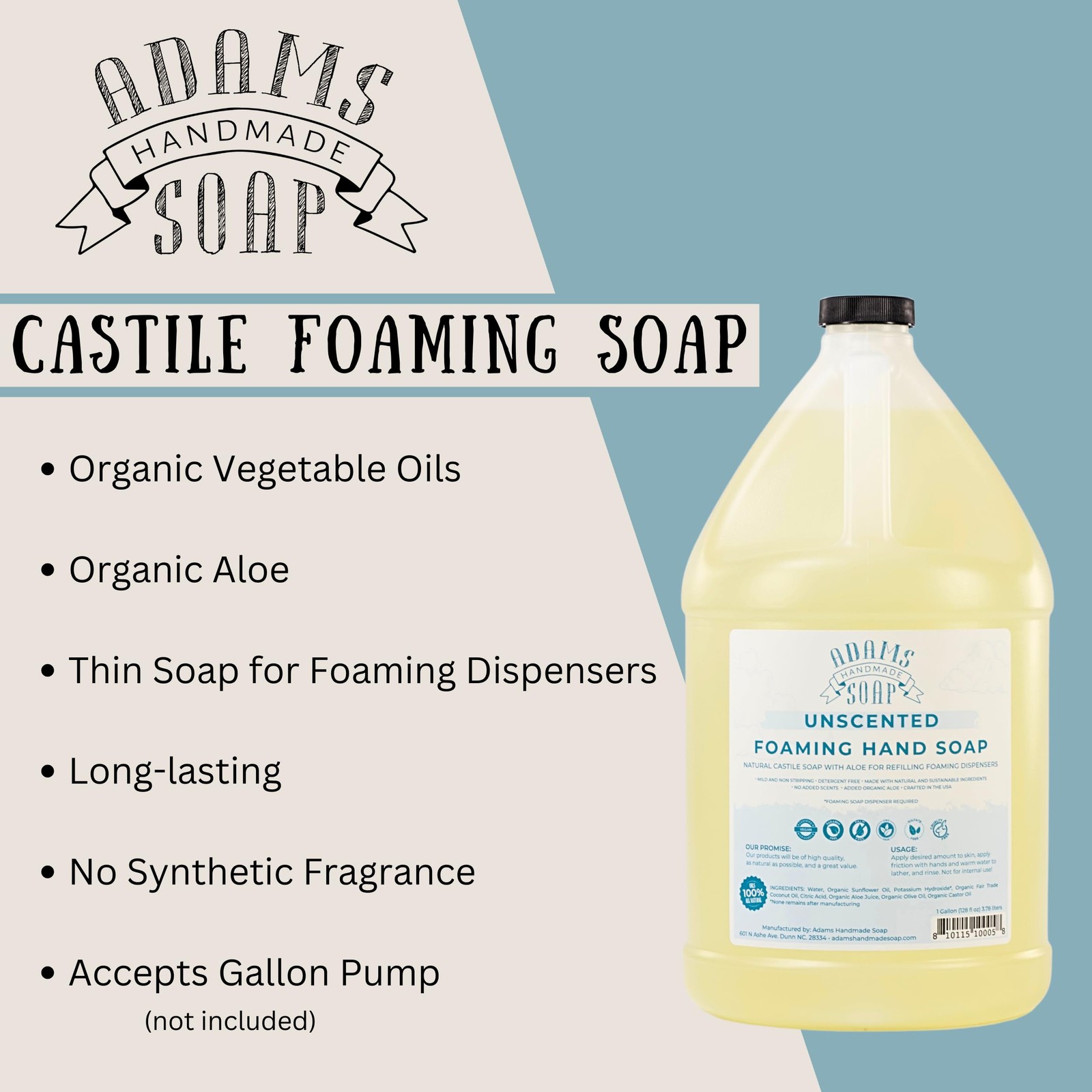 Thin Castile Foaming Liquid Hand Soap 1 Gallon Refill – Unscented