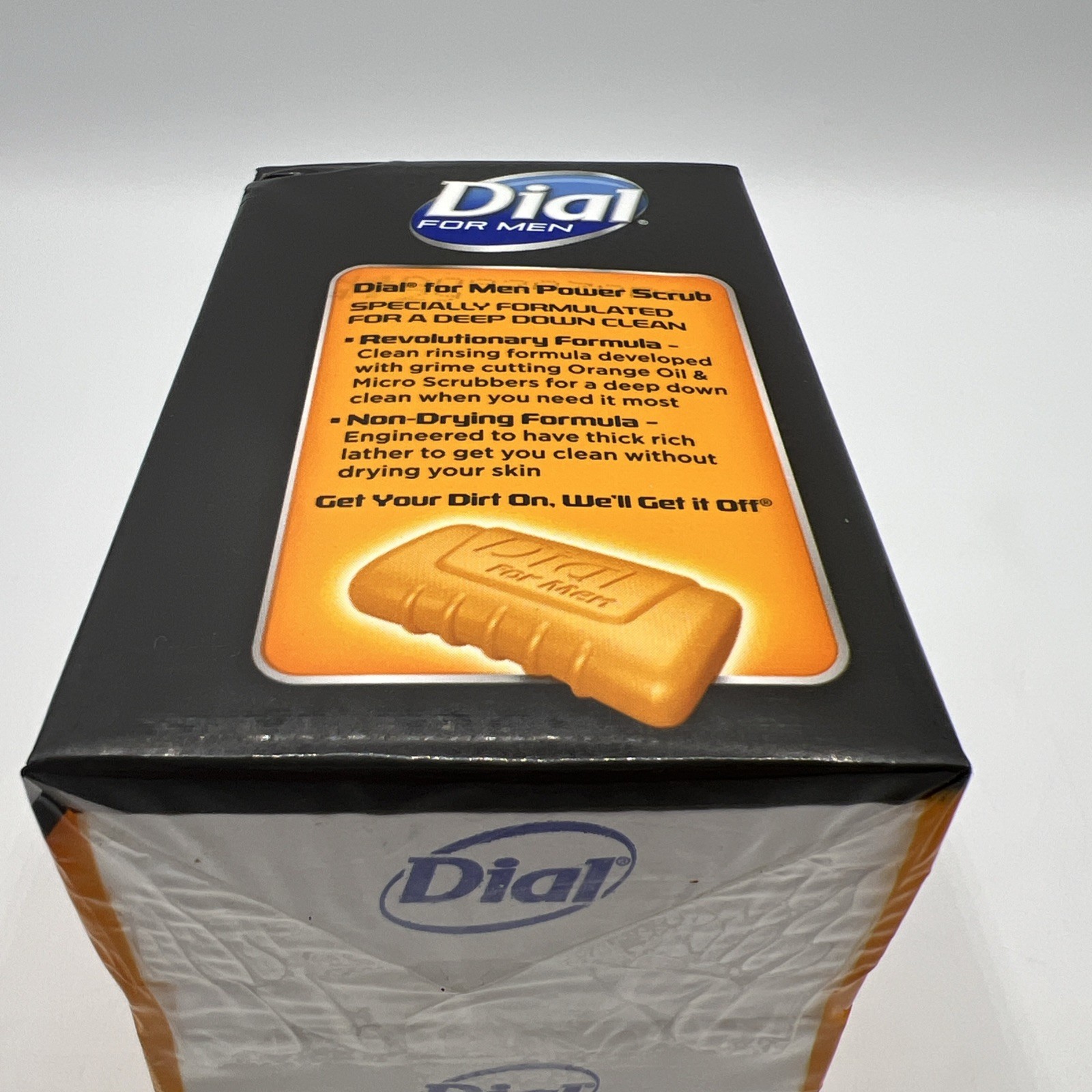 Dial Power Scrub Soap for Men Orange Oil Micro Scrubbers 3 Bars Deep Cleansing