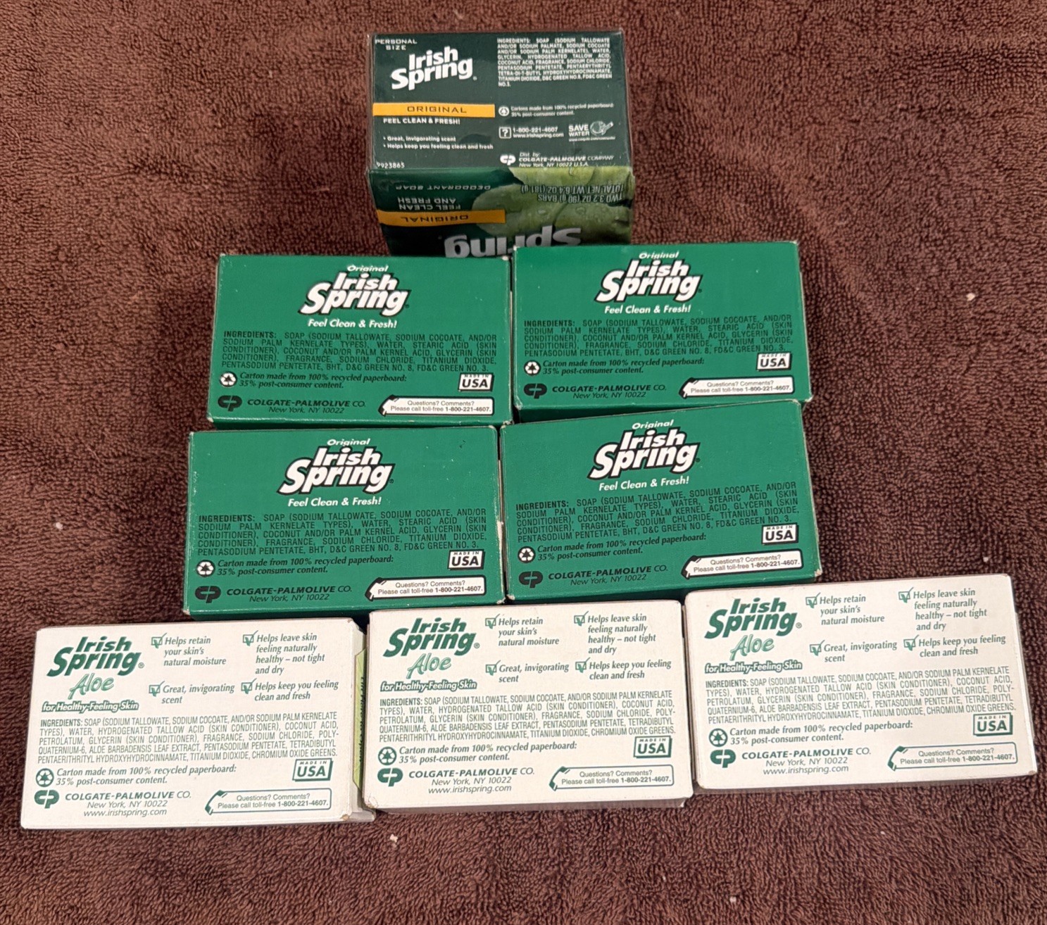 Vintage Irish Spring Bar Soap Mixed Lot of 8 Total Bars Package Bar NOS New