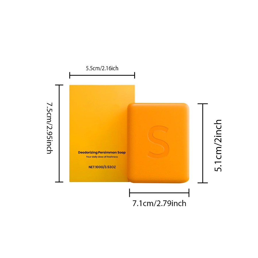 1-5PC Persimmon Soap Bar Body Odor Control Deodorant Soap for Men & Women USA