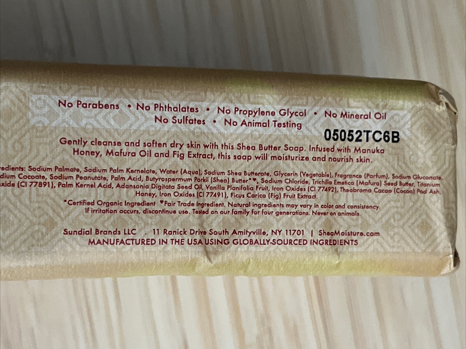 6)SHEA MOISTURE MANUKA HONEY & MAFURA OIL SHEA BUTTER BAR SOAP W FIG EXTRACT 8OZ