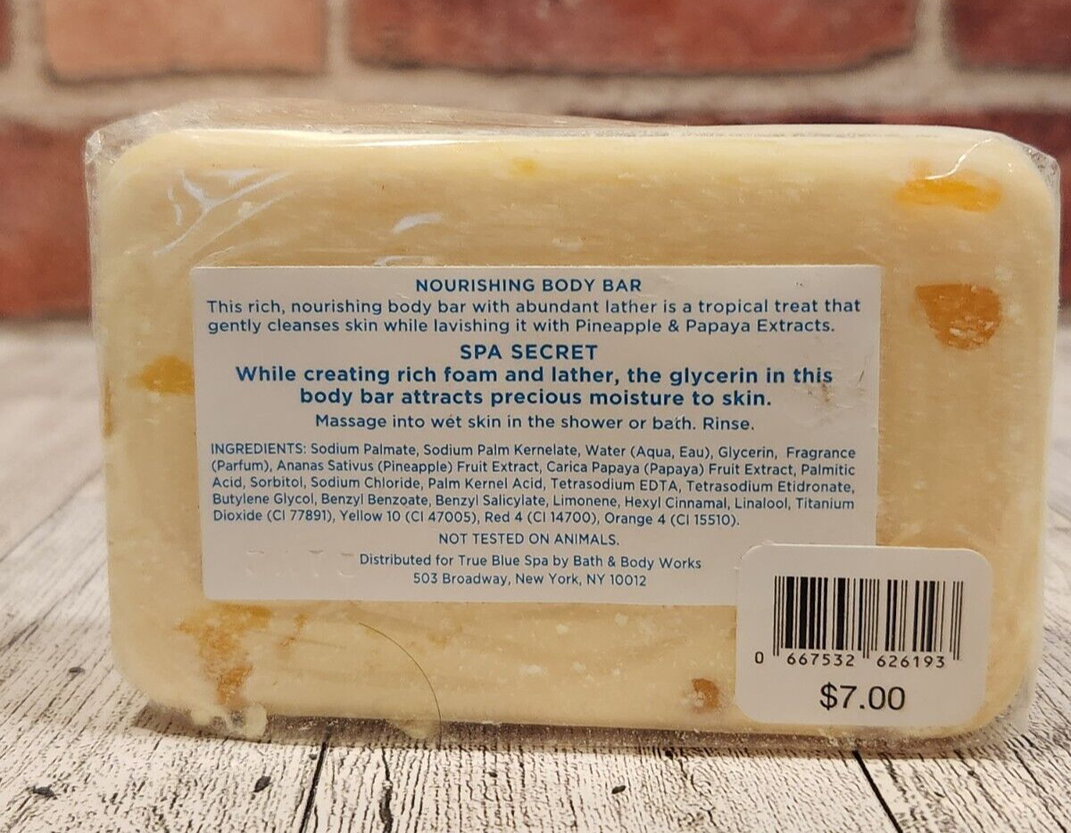 True Blue Spa PINEAPPLE PAPAYA body bar soap Bath & Body Works
