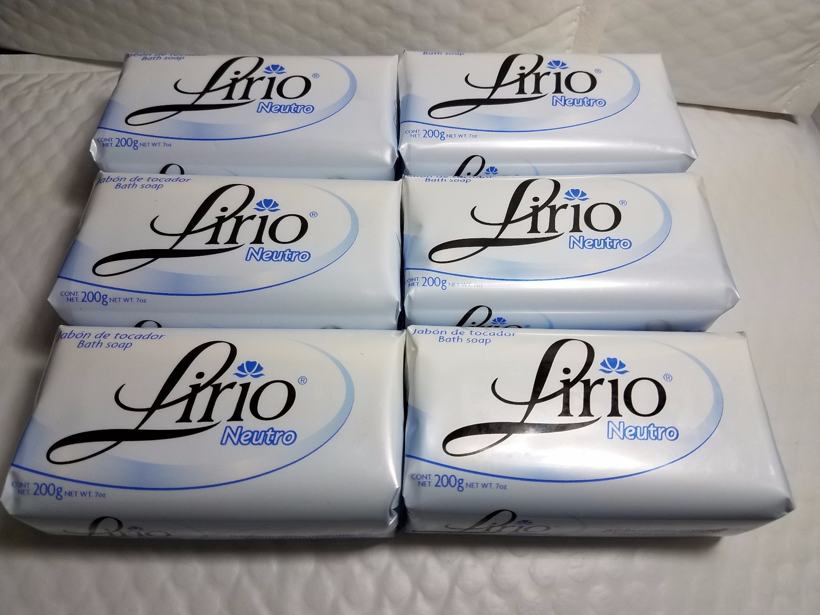 6 PACK LIRIO NEUTRO BATH SOAP BIG SIZE 200 GR NET WT 7 OZ NEUTRAL SOAP RARE