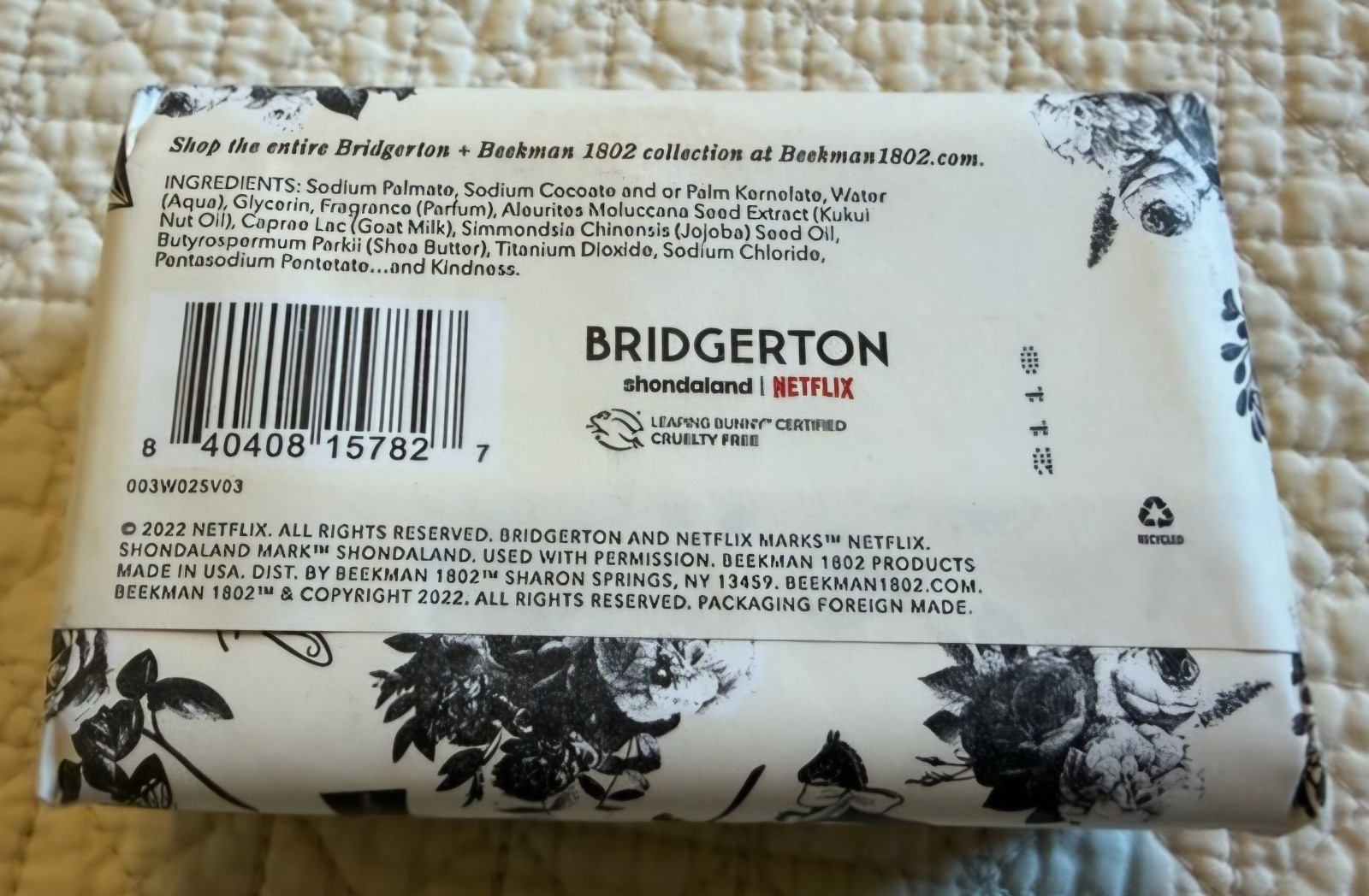 Beekman 1802 x Bridgerton Queen’s Ball Regency Soap Bar 9 oz / 255g Limited Ed.