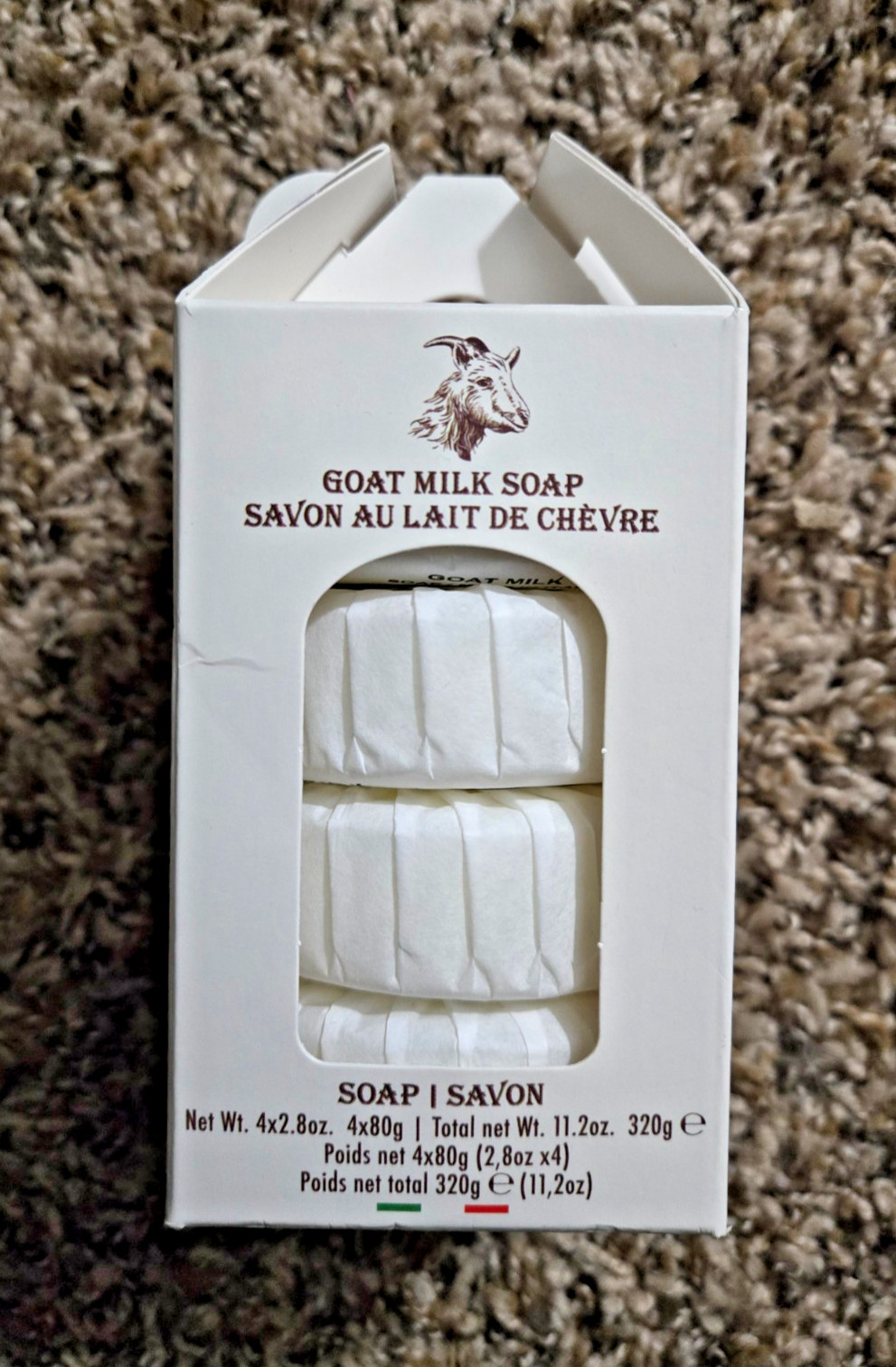 Italian Goat Milk Soap Set 4 Bars Triple Milled Made in Italy New