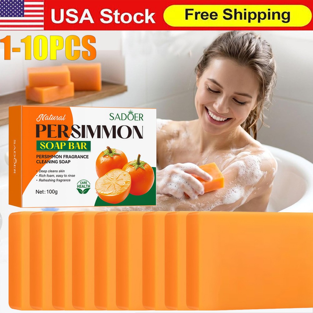 1~10PCS Persimmon Soap Bar Body Odor Control Deodorant Soap for Men & Women