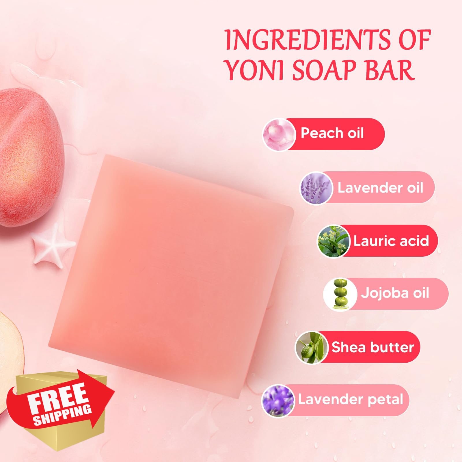 BASSI Peach Yoni Soap Bars 2PCS