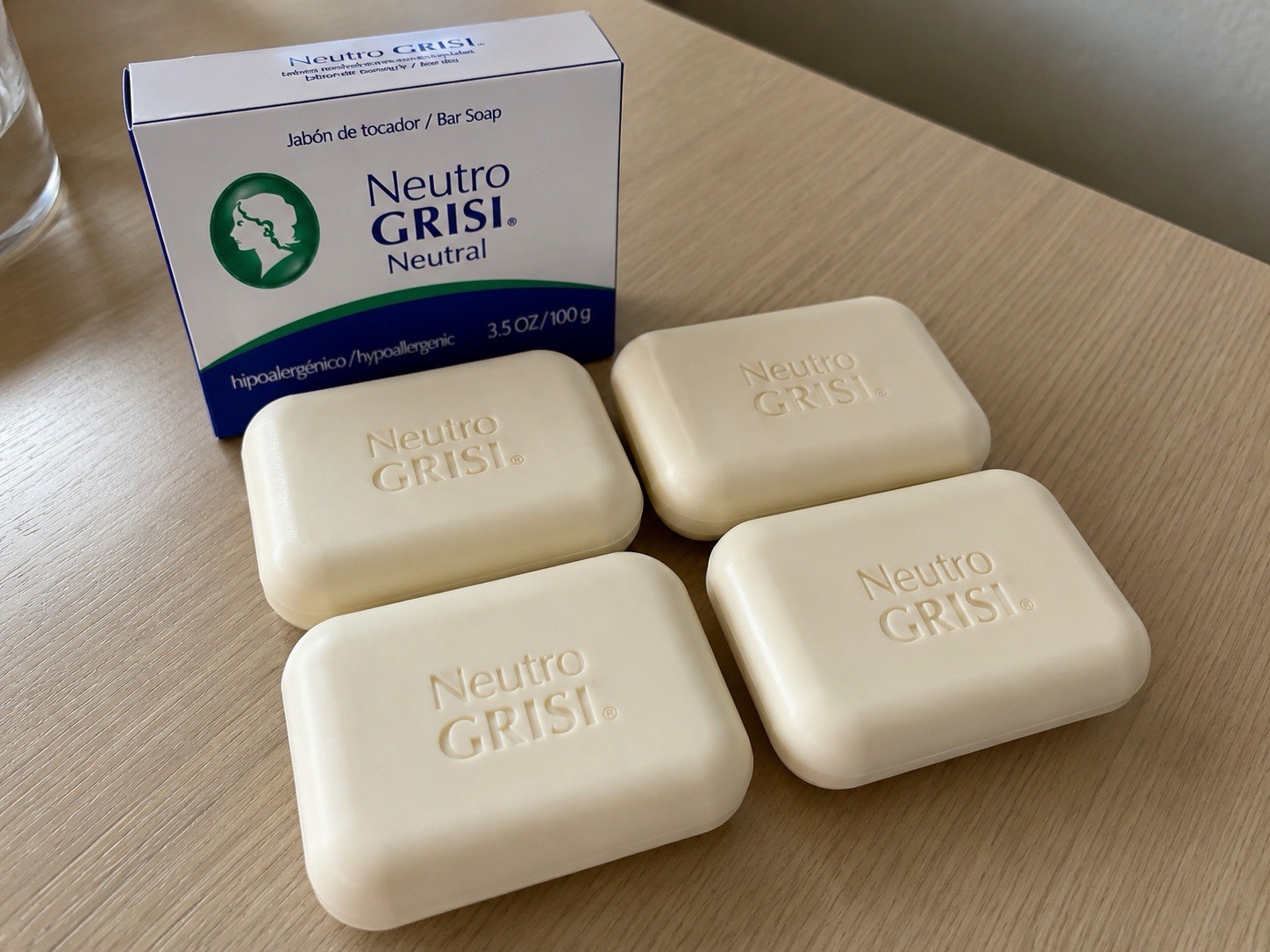 Pack of 4 Grisi Neutro Neutral Soap Bar 3.5 oz Hypoallergenic Sensitive Skin