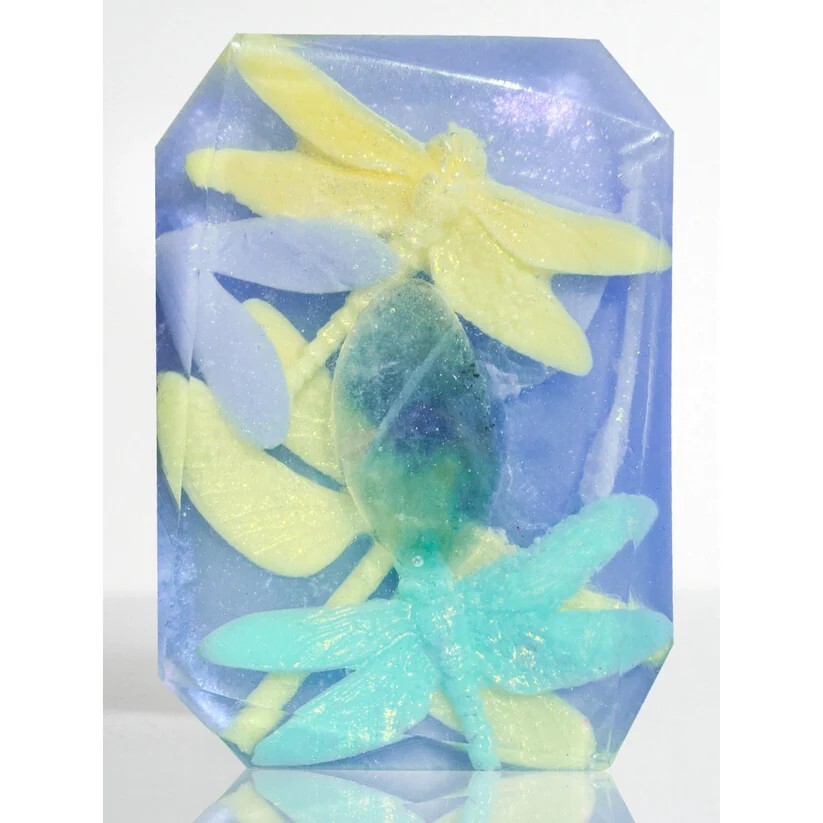 Social Dragonfly Crystal Infused Bar Soap 5 oz – (Gemini) – Rainbow Fluorite