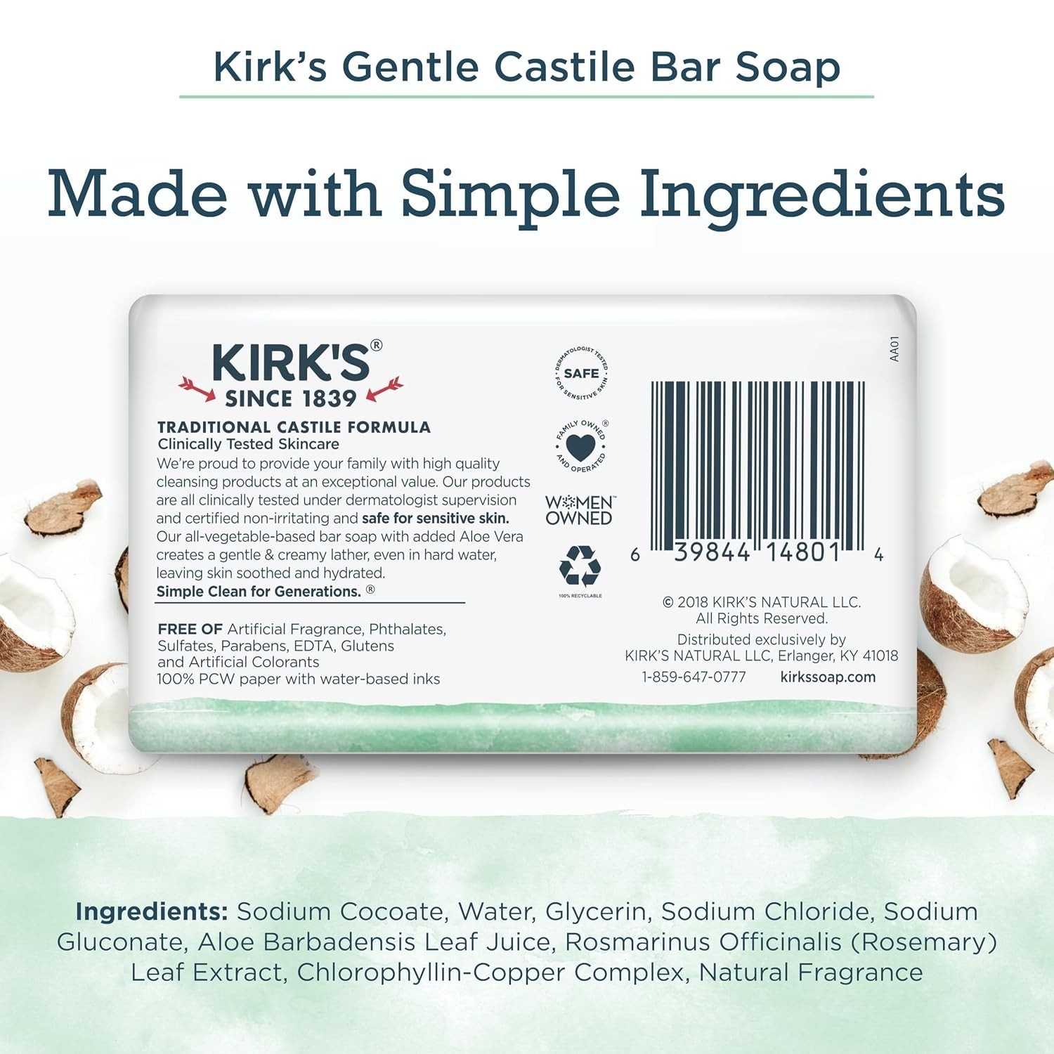 Natural Aloe Vera Coco Castile Soap – Pack of 3, 8 oz Each for Sensitive Skin