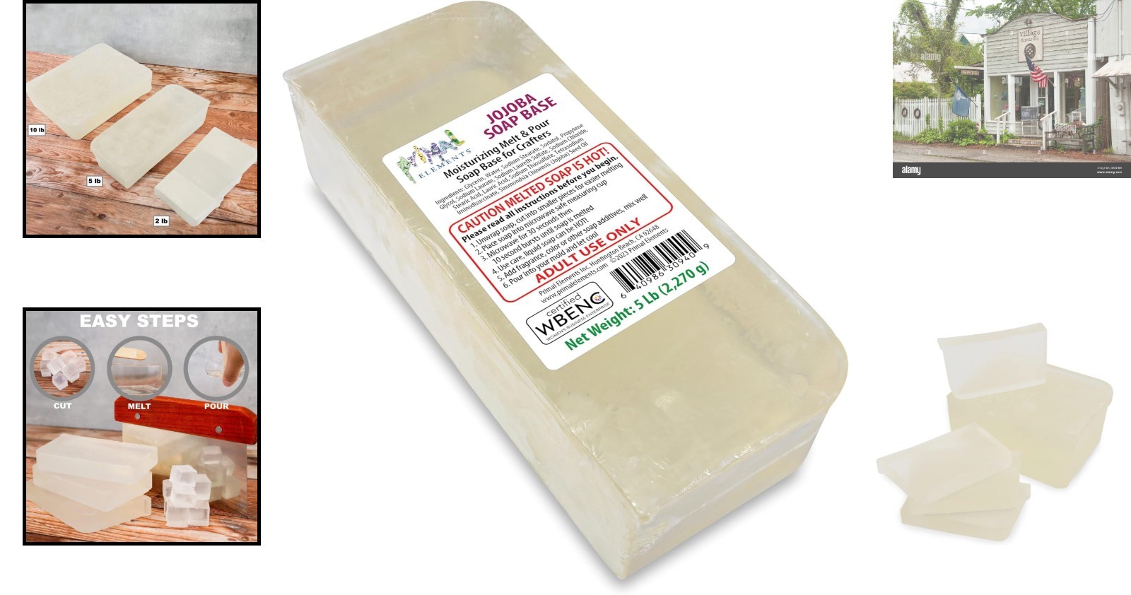 Moisturizing Jojoba Oil Soap Base – Easy Cut Glycerin for DIY Crafting – 5 lb
