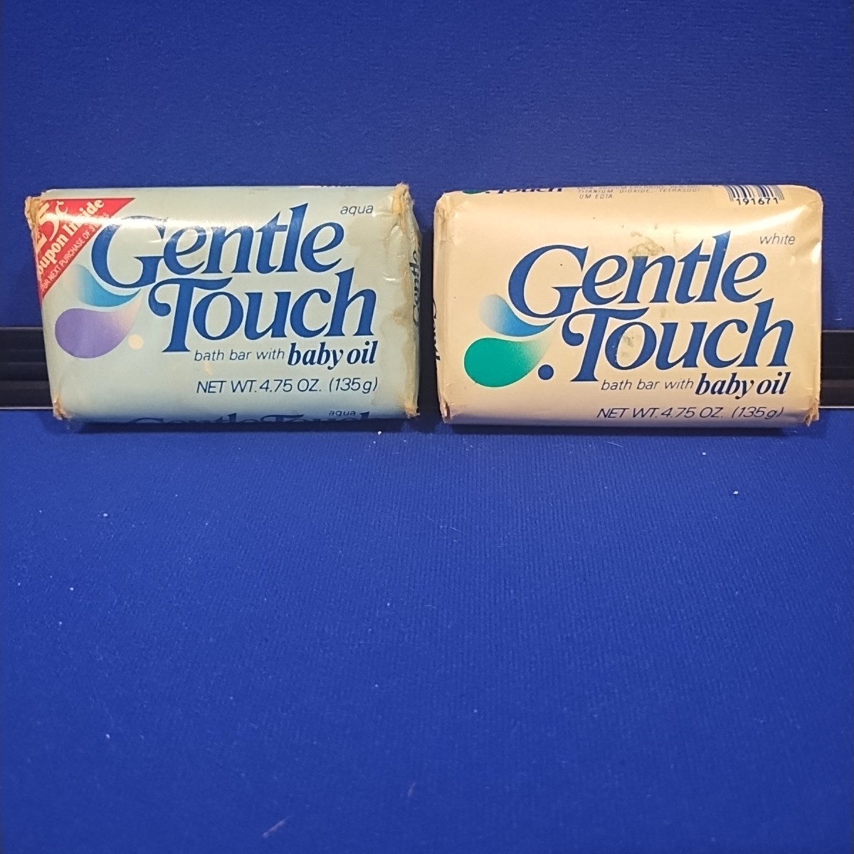 Vintage Gentle Touch Soap Bar Baby Oil Lot Of 2 Pack Aqua 4.75 oz NOS USA Bath