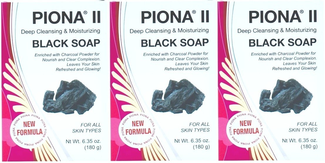 [Set of 3] PIONA ll Deep Cleansing & Moisturizing Black Soap 6.35 Oz.