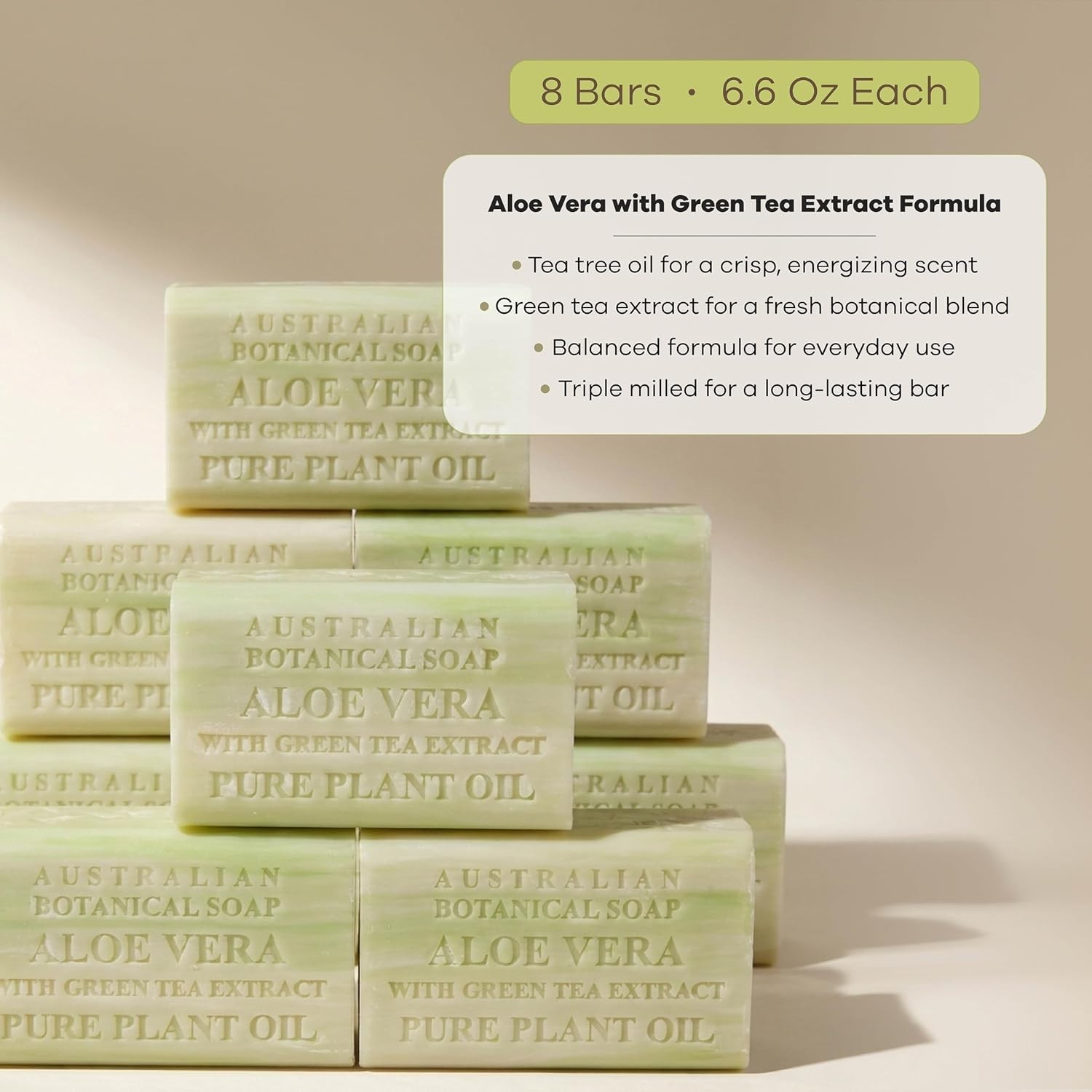 Refreshing Aloe Vera Green Tea Soap – Pack of 8