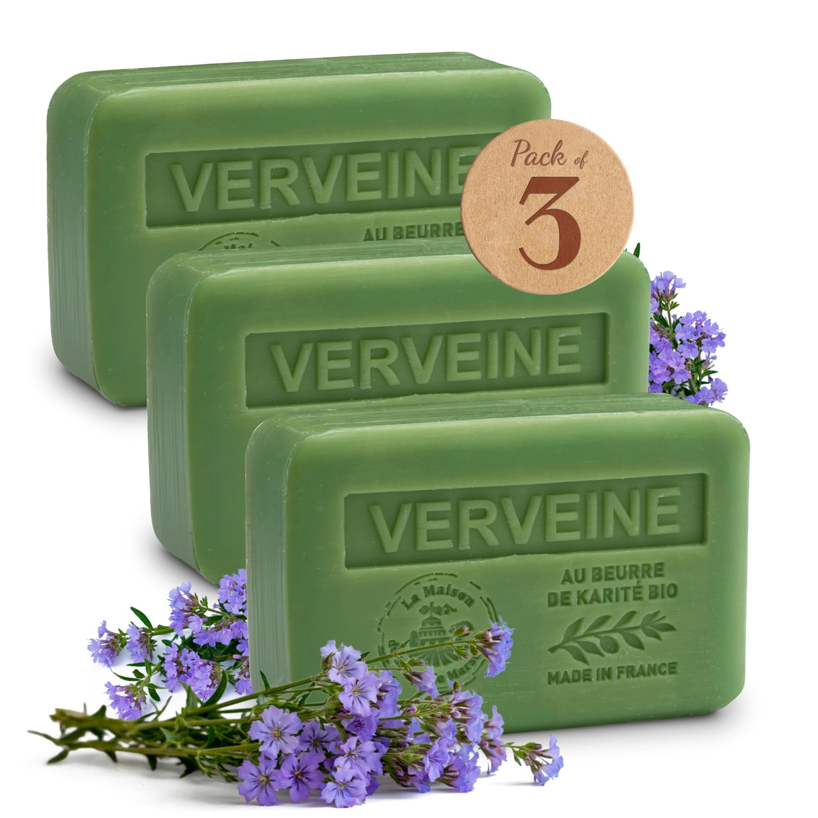 Verbena Soap Bars 3xPack – Enriched With Organic Shea Butter – 97% Natural In…