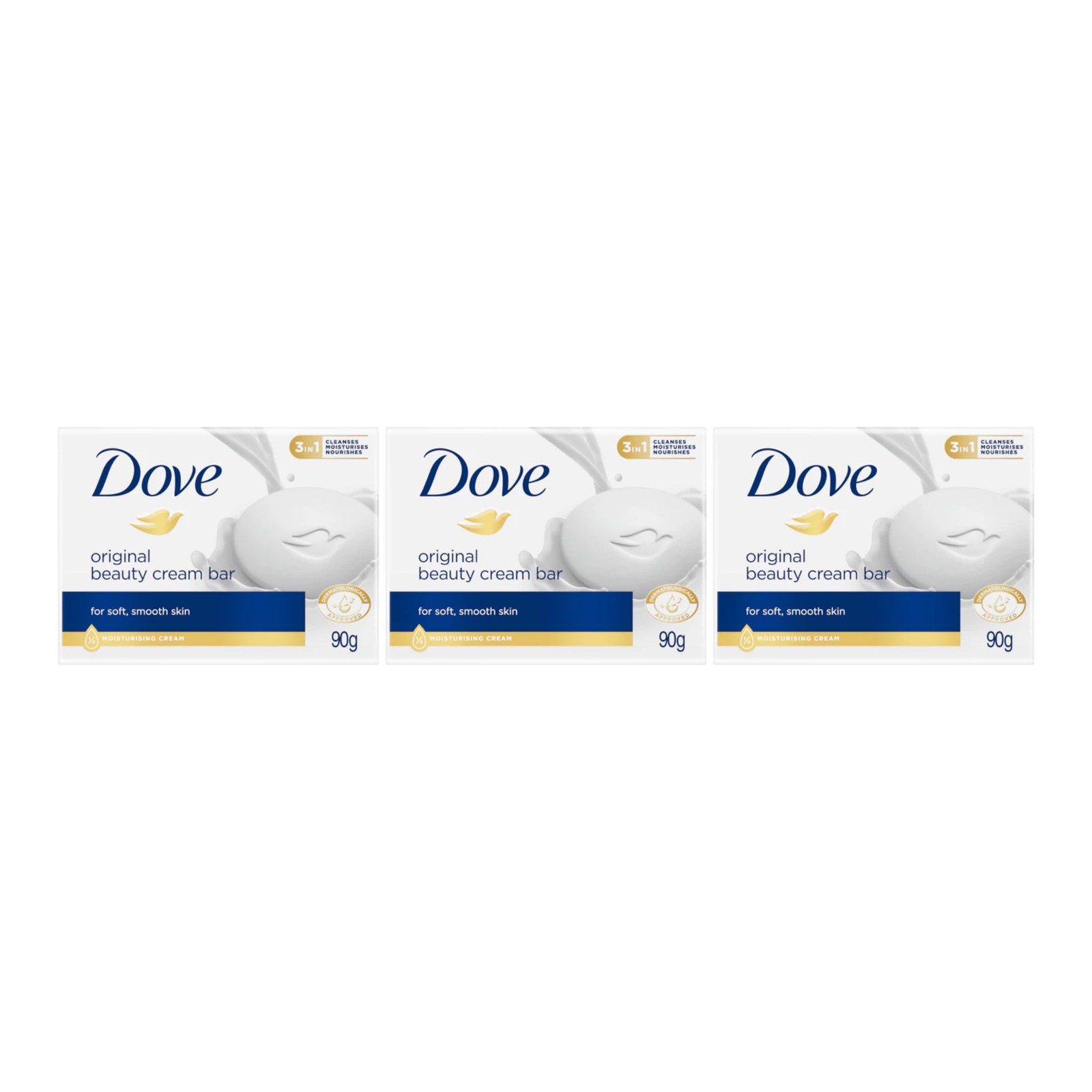 Dove Beauty Cream Bar Deep Moisture For Soft Skin, 3.17oz (Pack of 3)