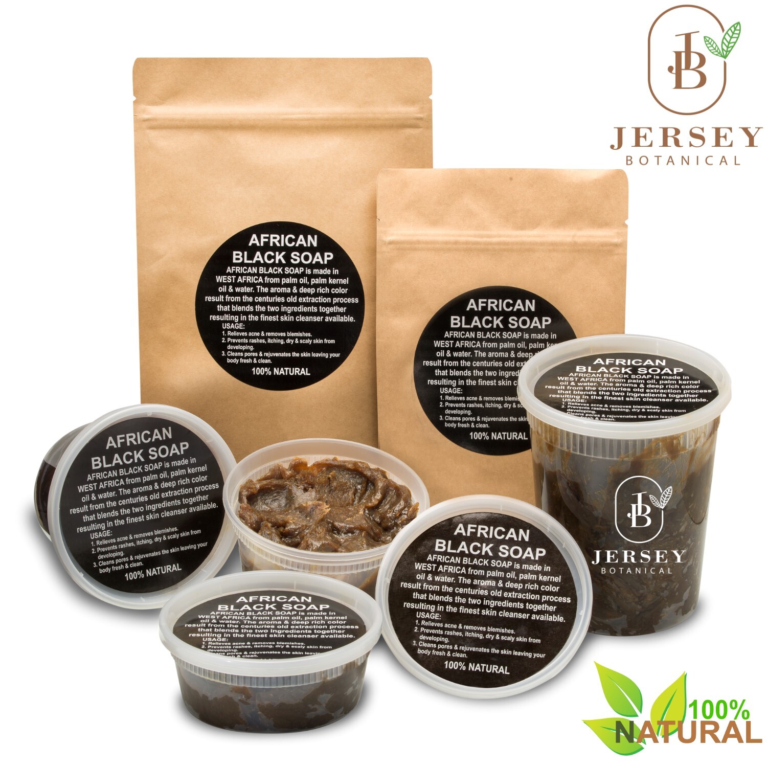 Raw African Black Soap Paste 100% Natural Organic Acne & Blemish Treatments