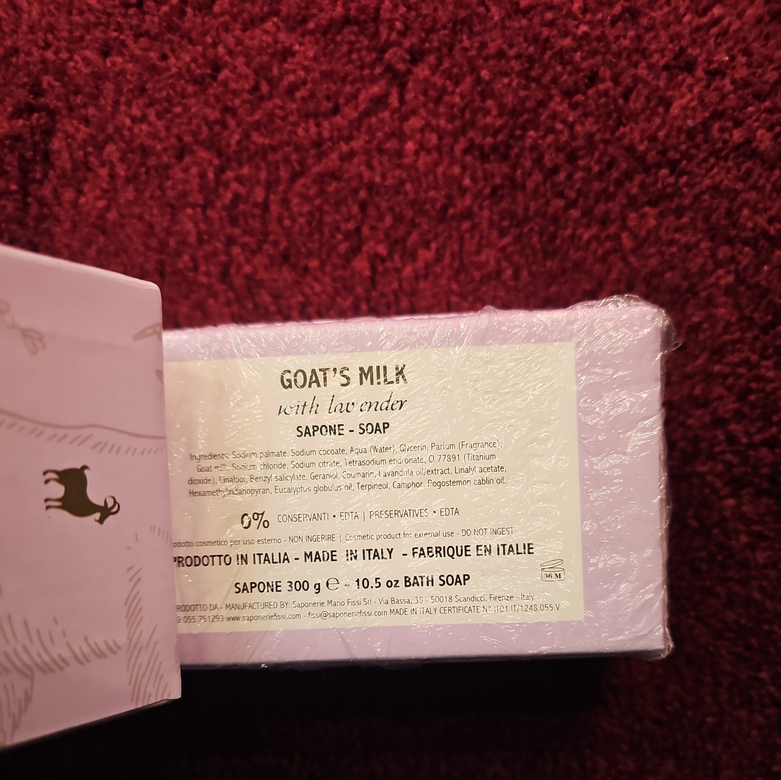 Goats Milk Soap with Lavender Luxury Milled Soap Made In Italy 10.5 oz Lot of 4